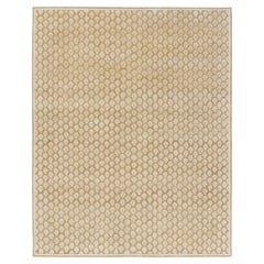 Rug & Kilim’s Modern Block Print Rug in Gold with Cream Floral Pattern