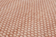 Rug & Kilim’s Modern Block Print Rug in Pink with Cream Floral Pattern