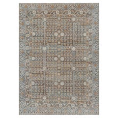 Rug & Kilim's Custom Rug Design in Teal Blue With Geometric-Floral Patterns (tapis sur mesure en bleu sarcelle avec des motifs géométriques et floraux)