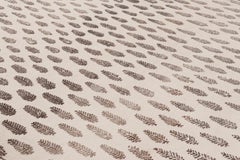 Rug & Kilim’s Modern Block Print Rug in White with Mauve Floral Patterns
