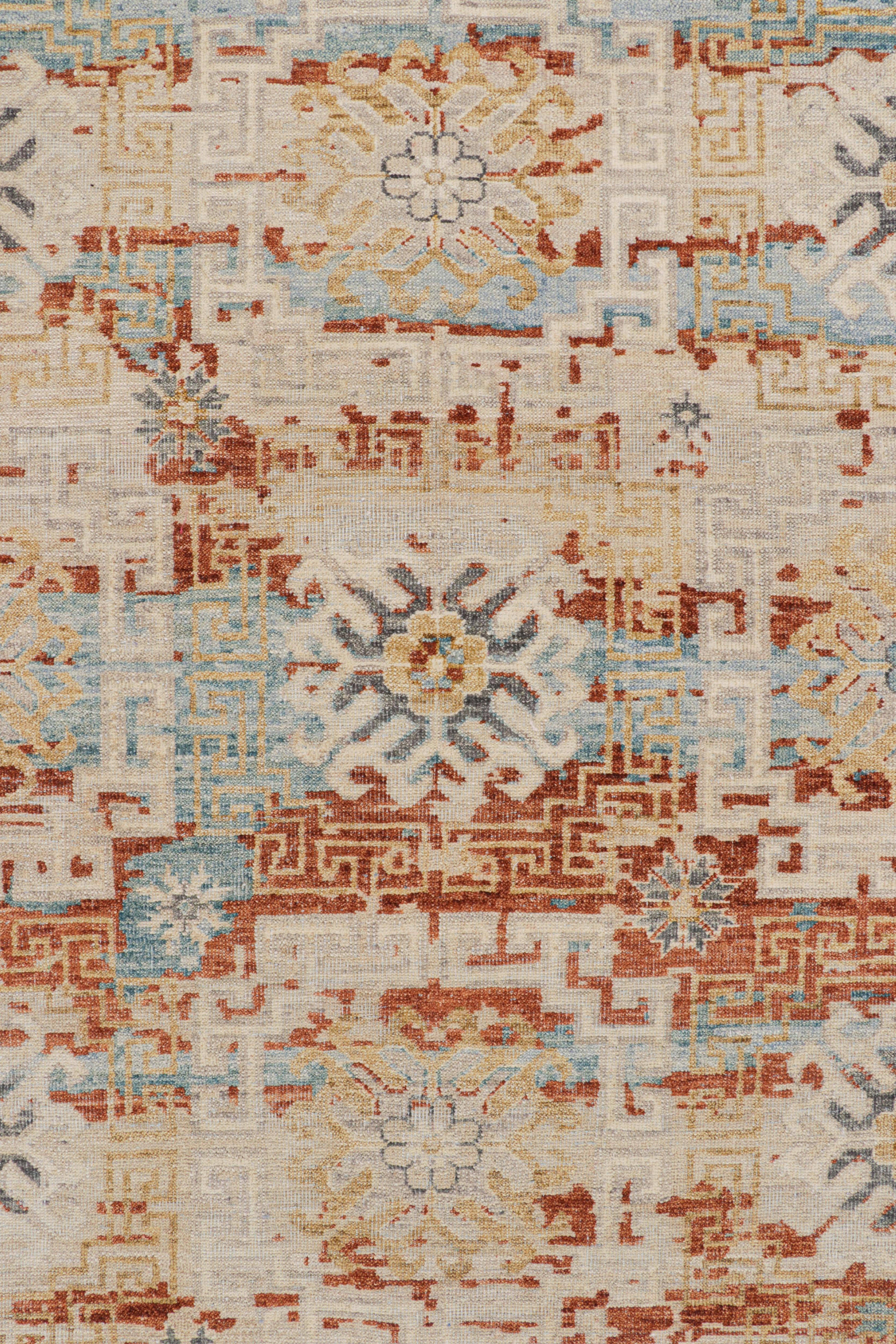 Modern Rug & Kilim’s Khotan Rug With Colorful Geometric Floral Medallions For Sale