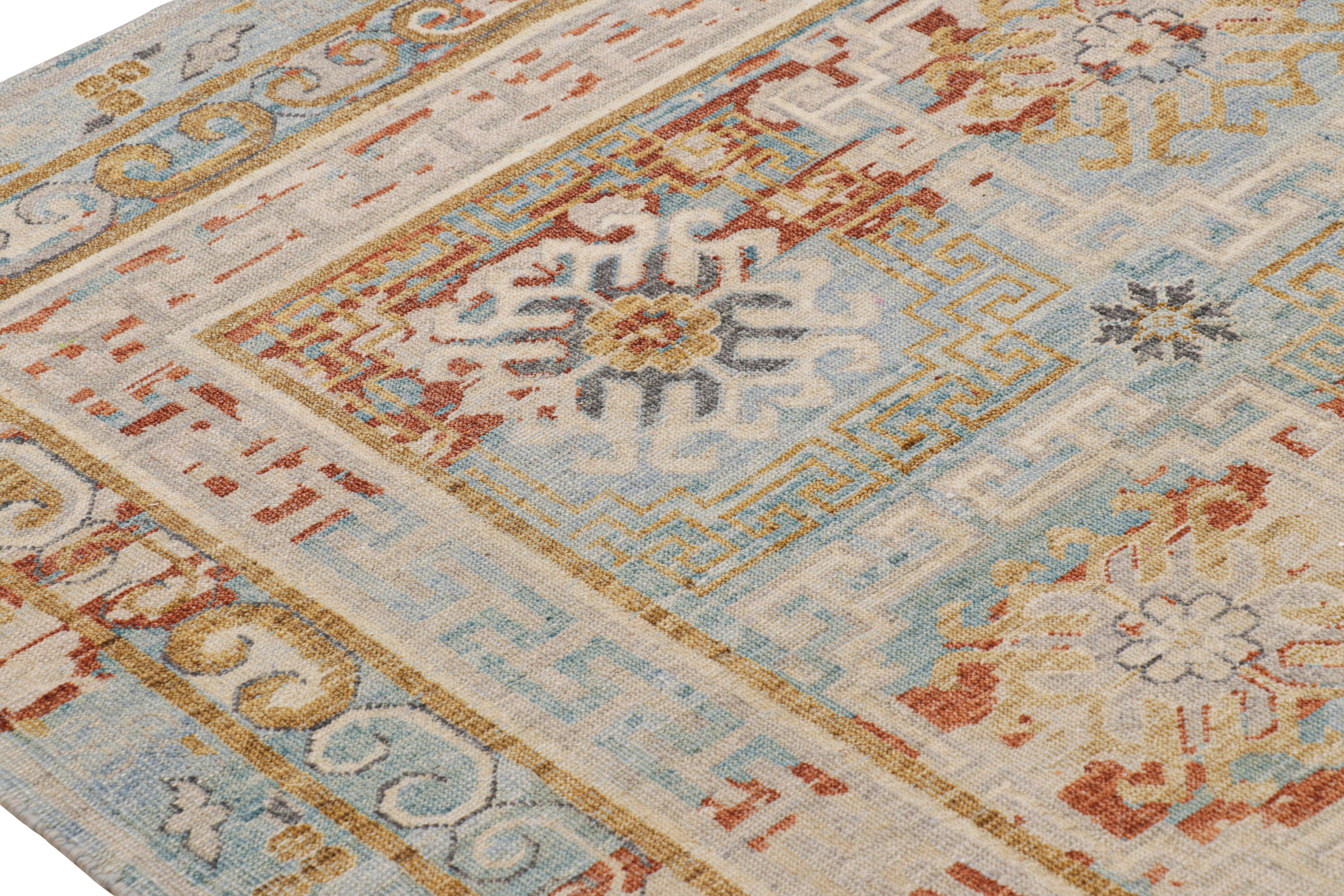 Rug & Kilim’s Khotan Rug With Colorful Geometric Floral Medallions In New Condition For Sale In Long Island City, NY