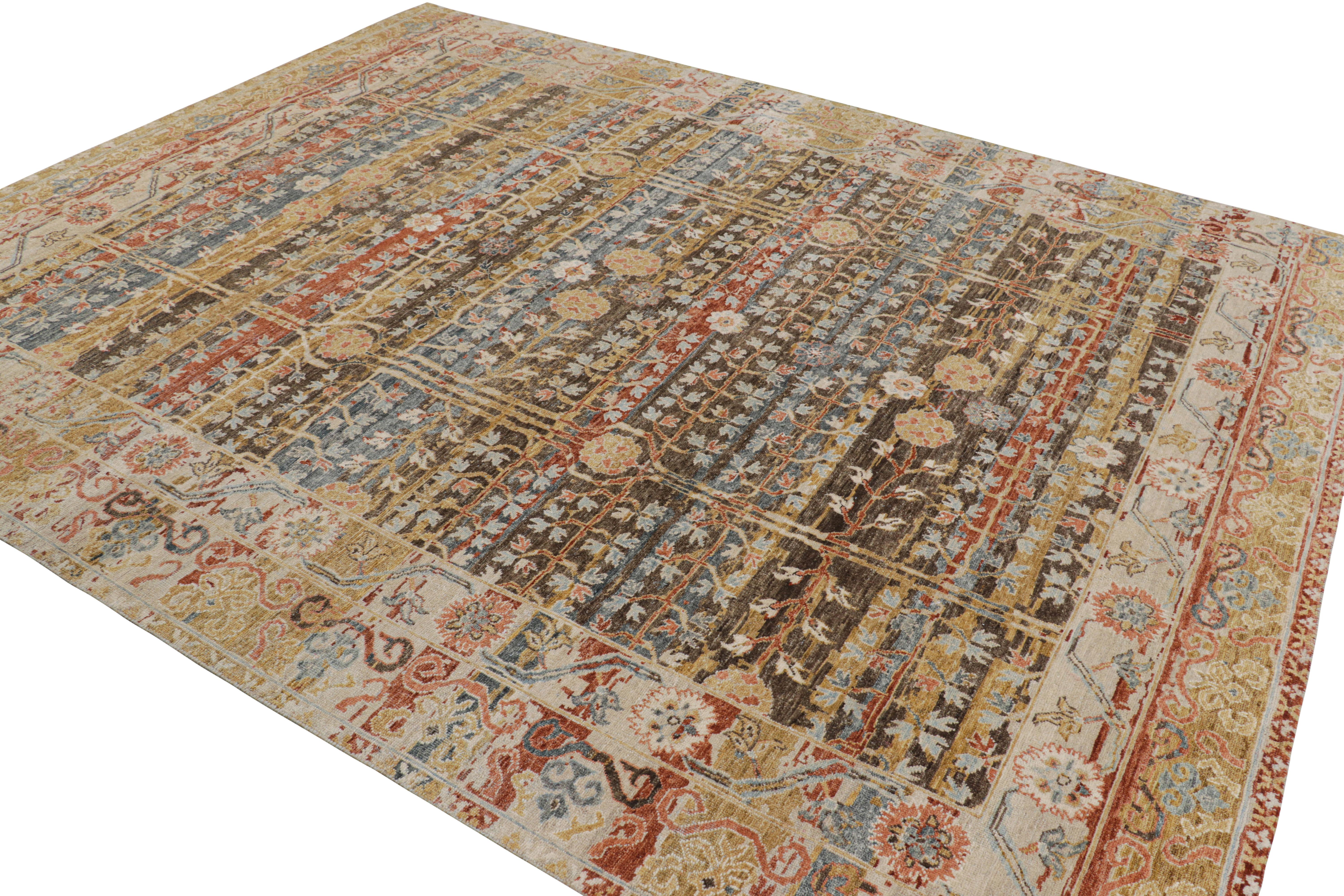 Indian Rug & Kilim’s Khotan Rug With Colorful Geometric Floral Patterns For Sale