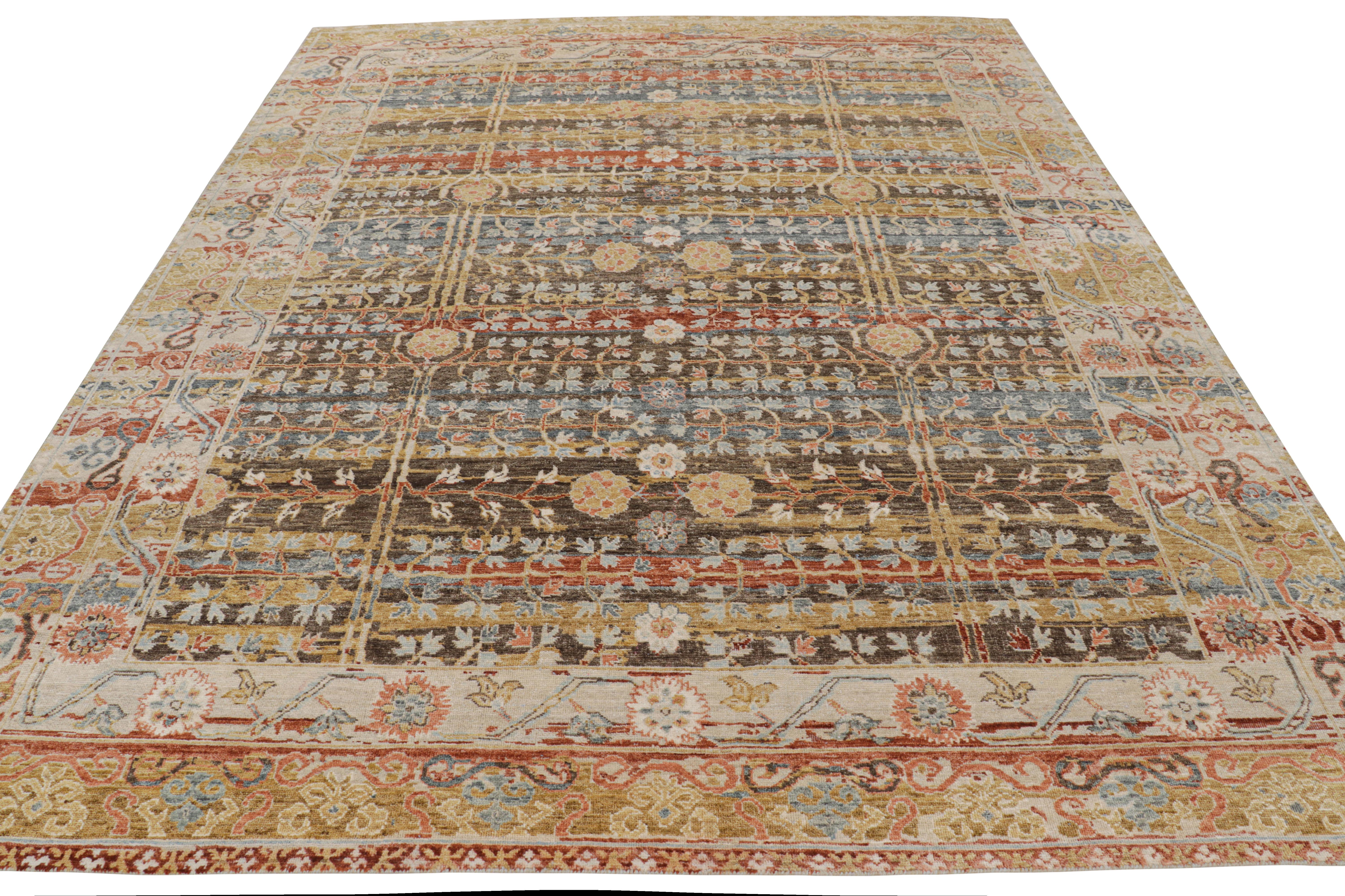 Hand-Knotted Rug & Kilim’s Khotan Rug With Colorful Geometric Floral Patterns For Sale