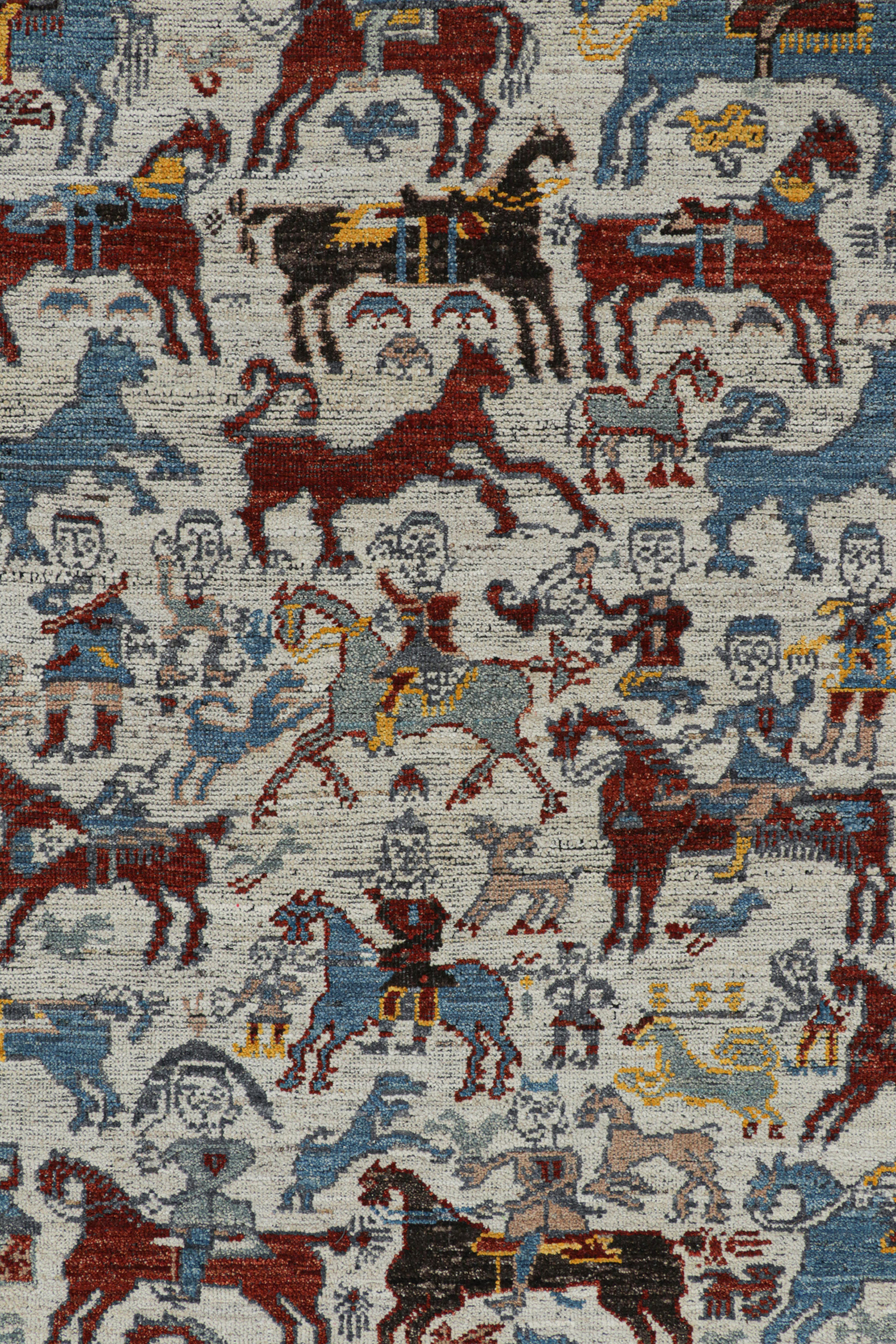 Rug & Kilim è un tappeto caucasico moderno con immagini colorate di cavalli e cavalieri In condizioni Nuovo in vendita a Long Island City, NY