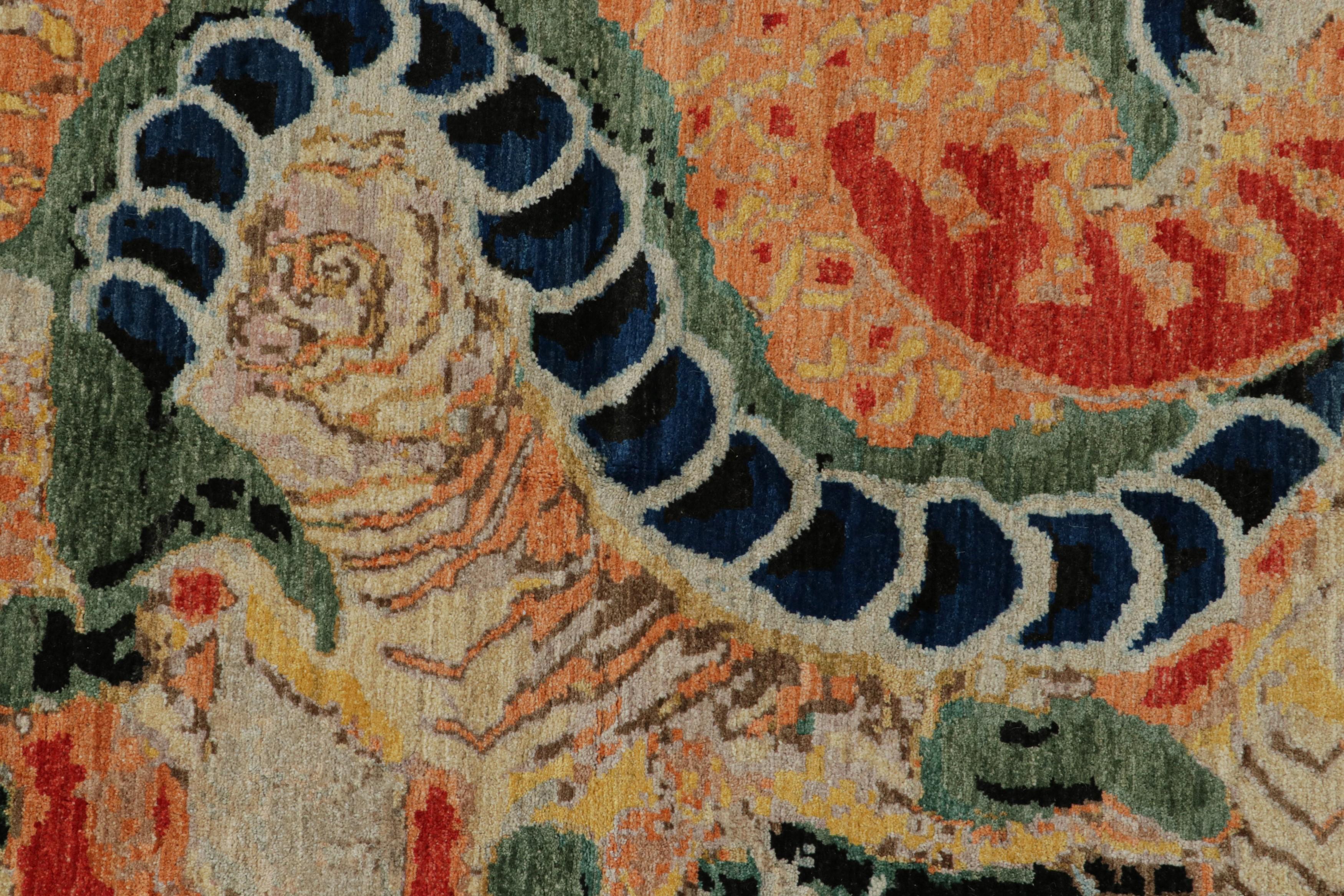 Contemporary Rug & Kilim’s Modern Chinese Pictorial Dragon Rug in Beige For Sale