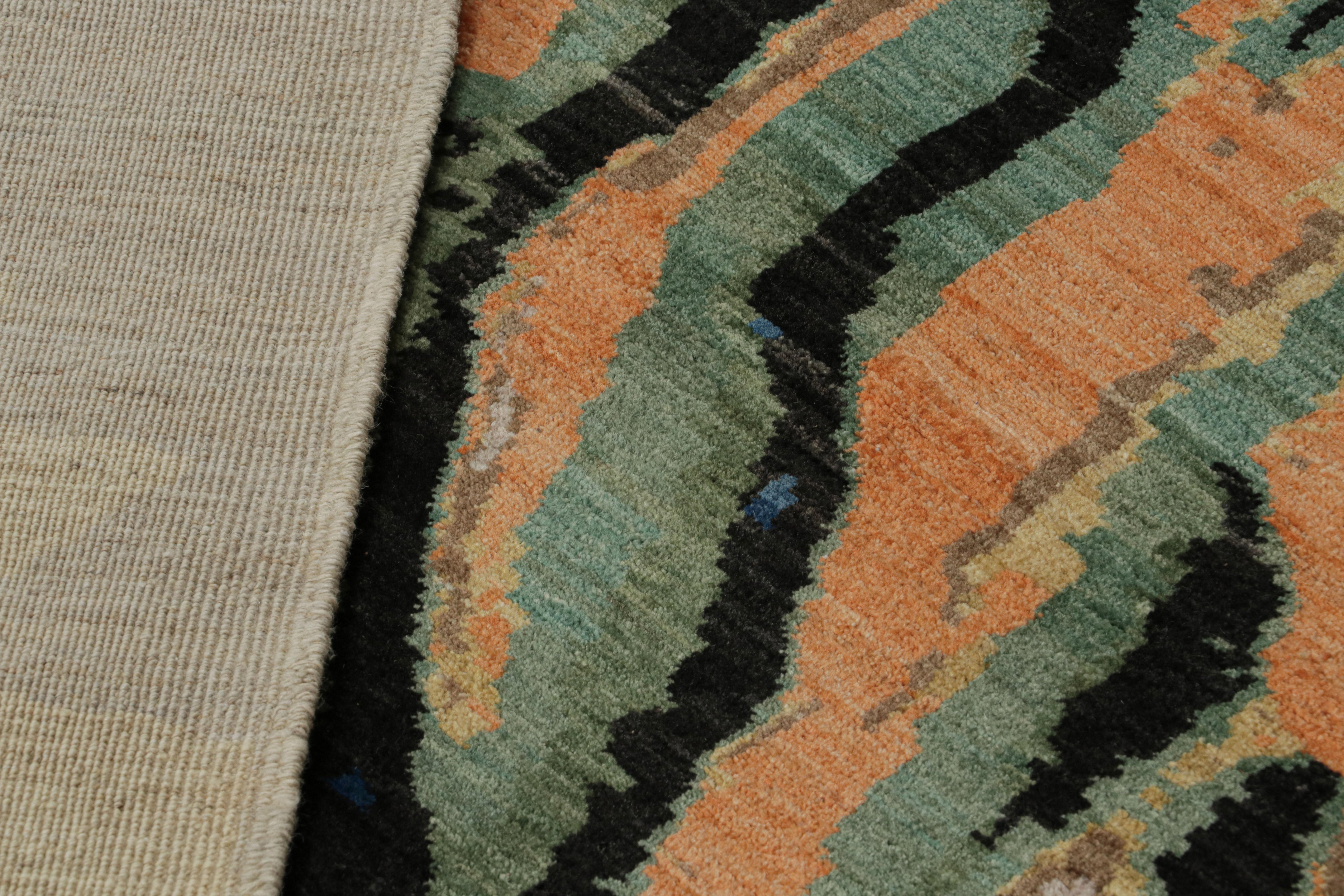 Wool Rug & Kilim’s Modern Chinese Pictorial Dragon Rug in Beige For Sale