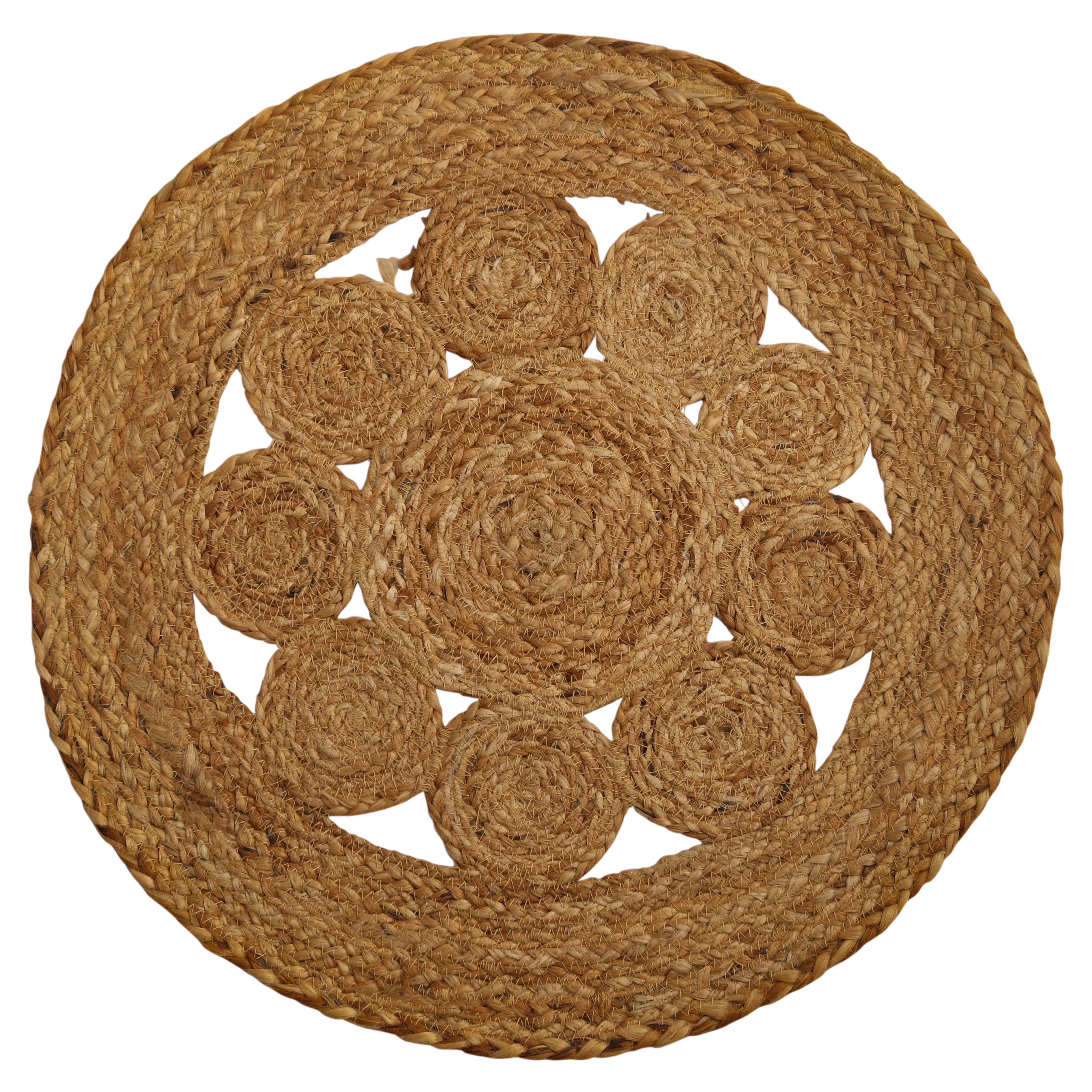 Rug & Kilims moderner kreisförmiger Juteteppich in Beige-Braun und Creme-Tönen im Angebot