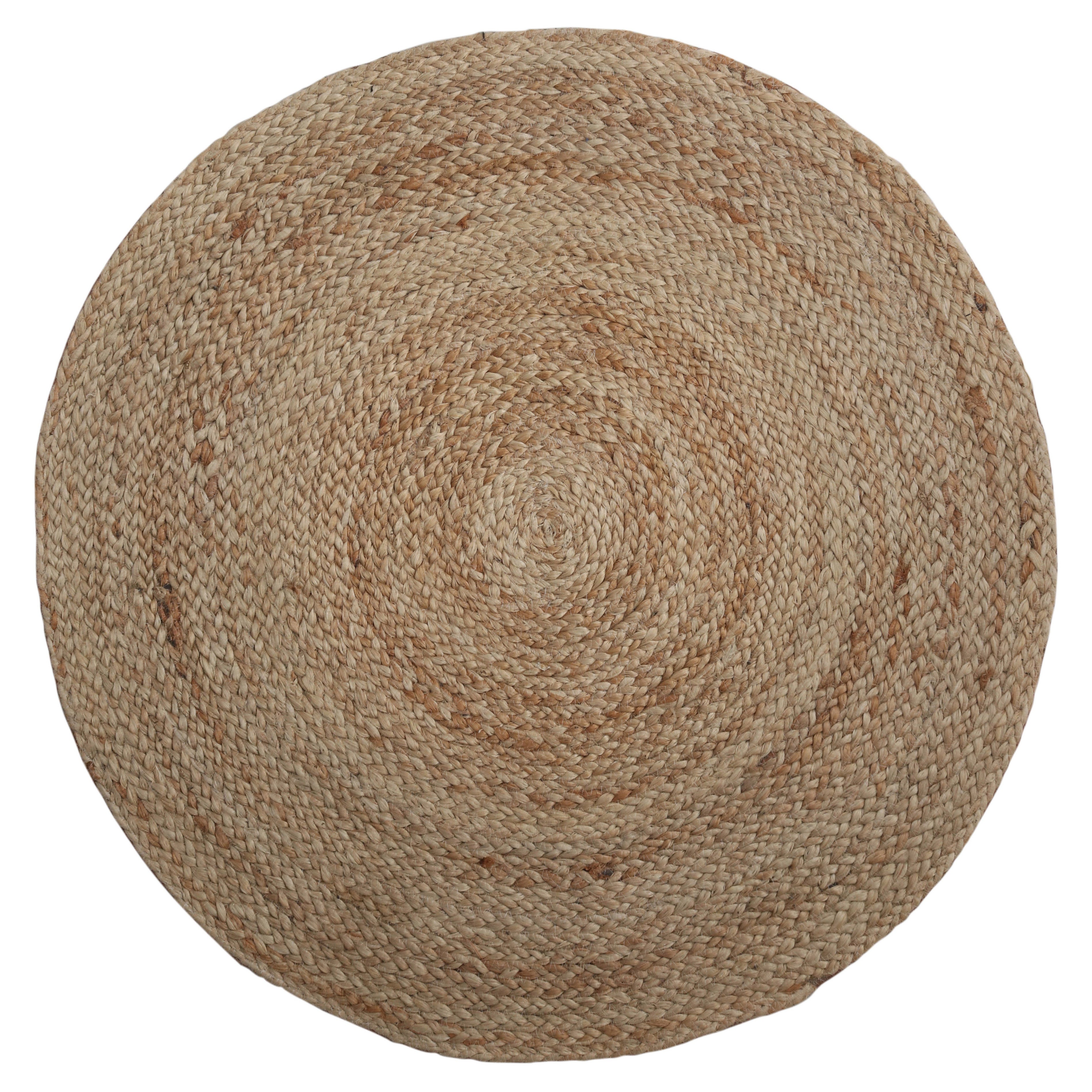 Rug & Kilims moderner kreisförmiger Juteteppich in Beige-Braun und Creme-Tönen