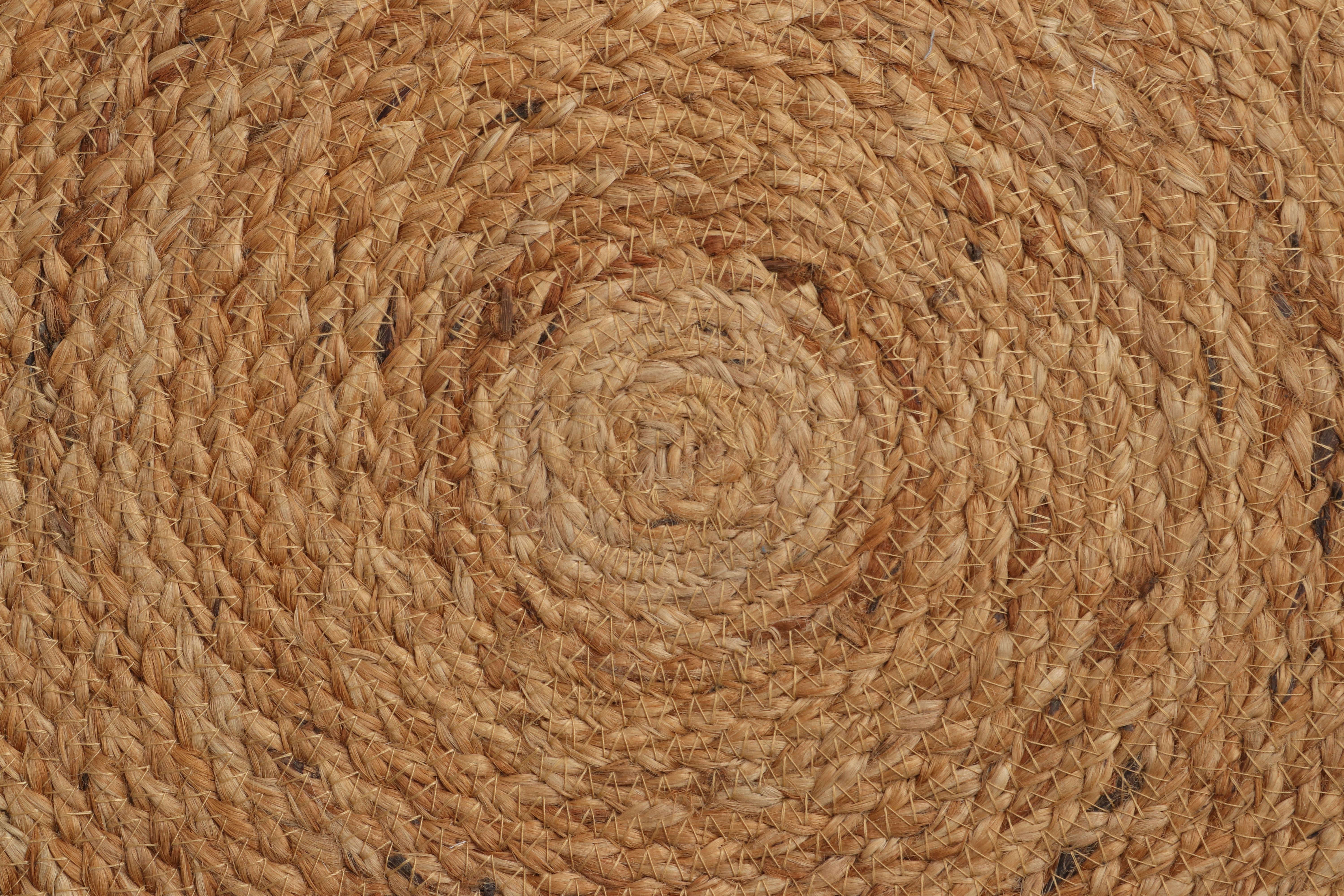 Rug & Kilims moderner kreisförmiger Juteteppich in Braun- und Elfenbeintönen (Indisch) im Angebot