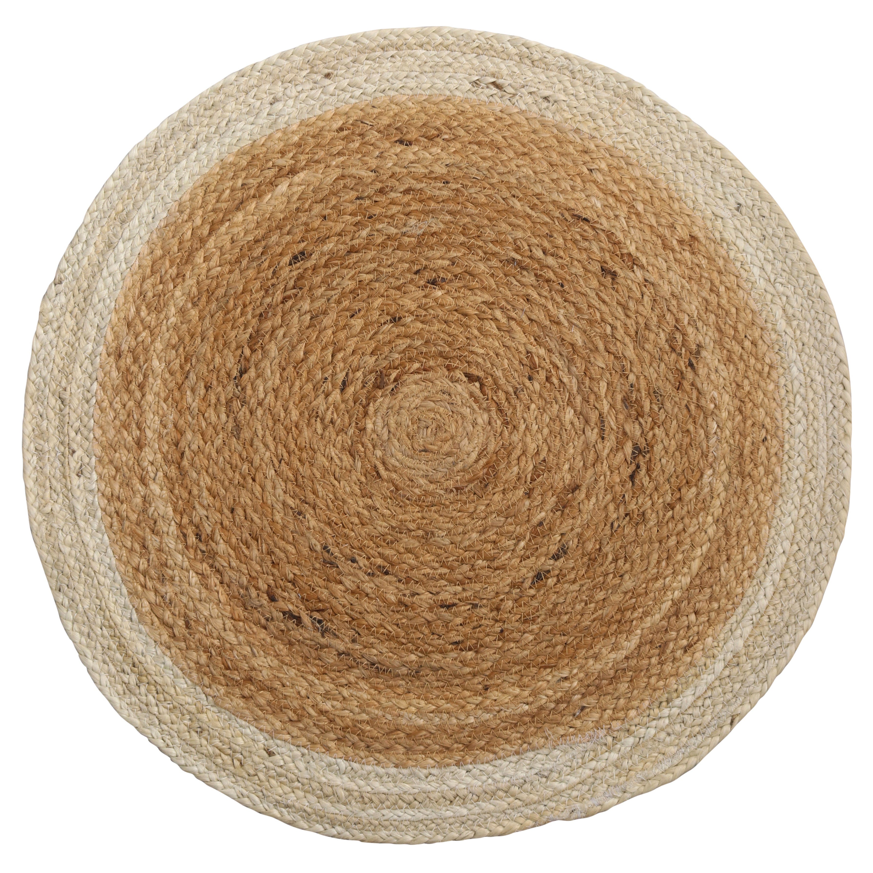 Rug & Kilim - Tappeto di iuta a cerchio moderno nei toni del marrone e dell'avorio