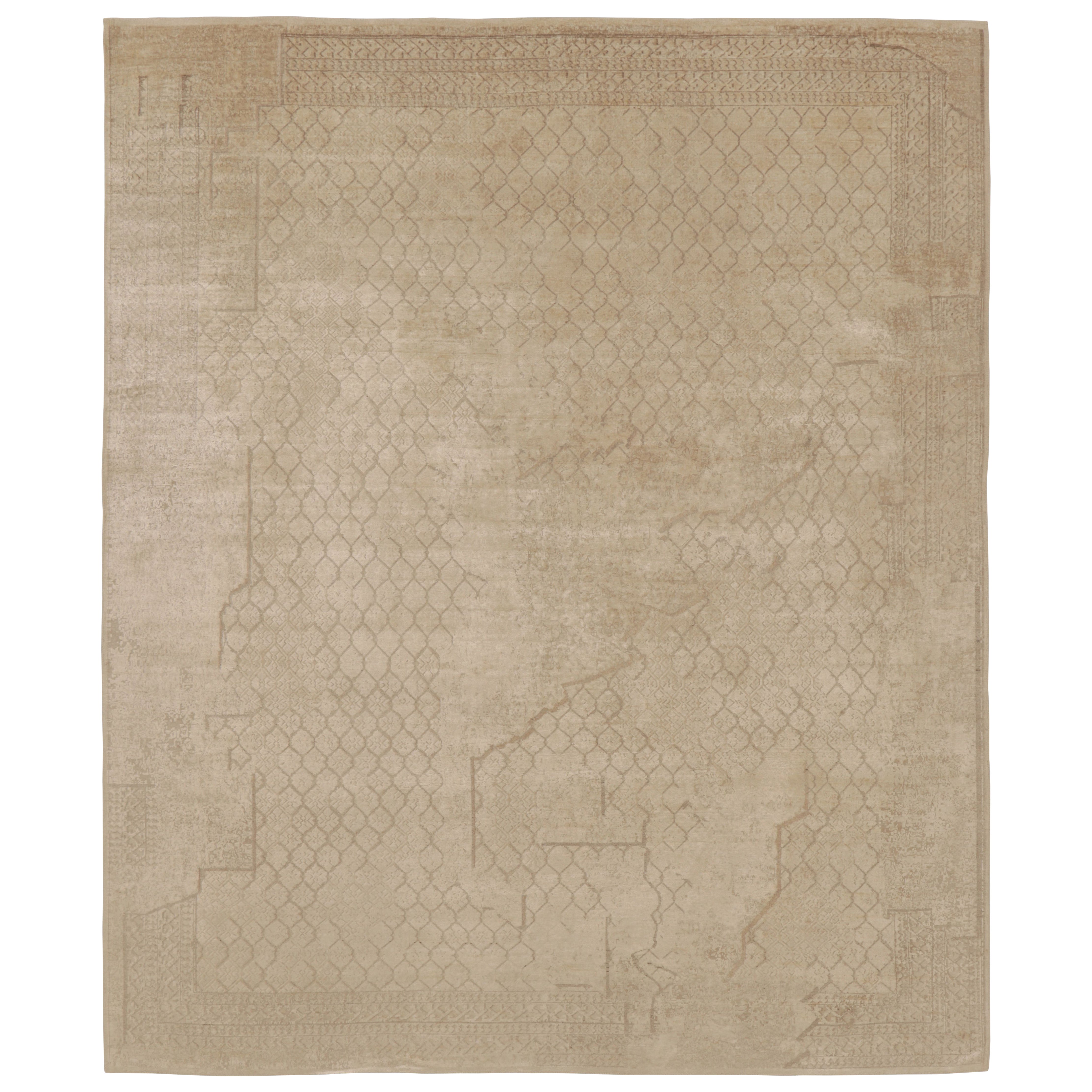 Tappeto classico moderno Rug 
Kilim con motivo astratto geometrico beige e ecru