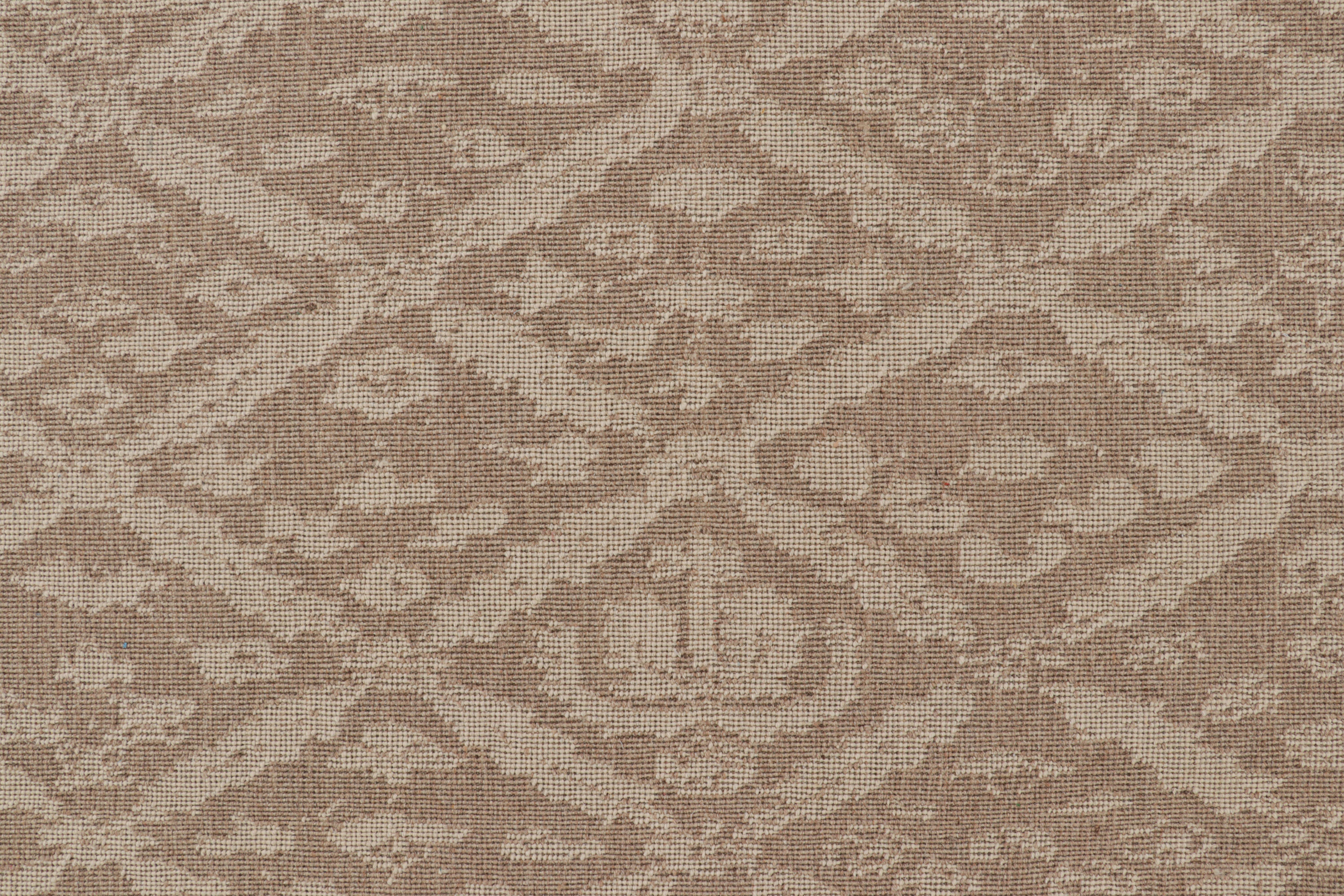 Contemporary Rug & Kilim’s Modern Classic Rug in Beige-Brown with Lattice Floral Patterns For Sale