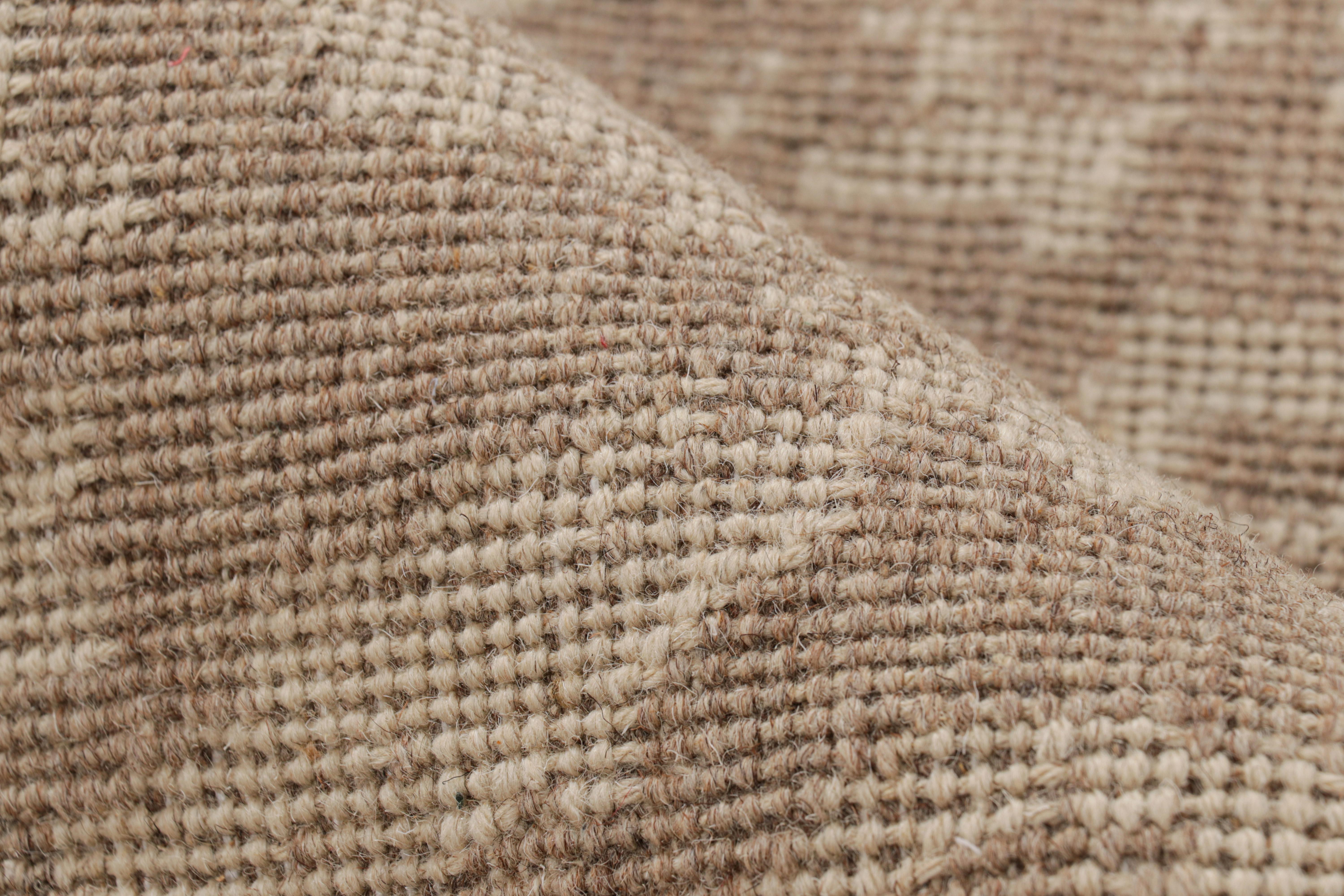 Wool Rug & Kilim’s Modern Classic Rug in Beige-Brown with Lattice Floral Patterns For Sale