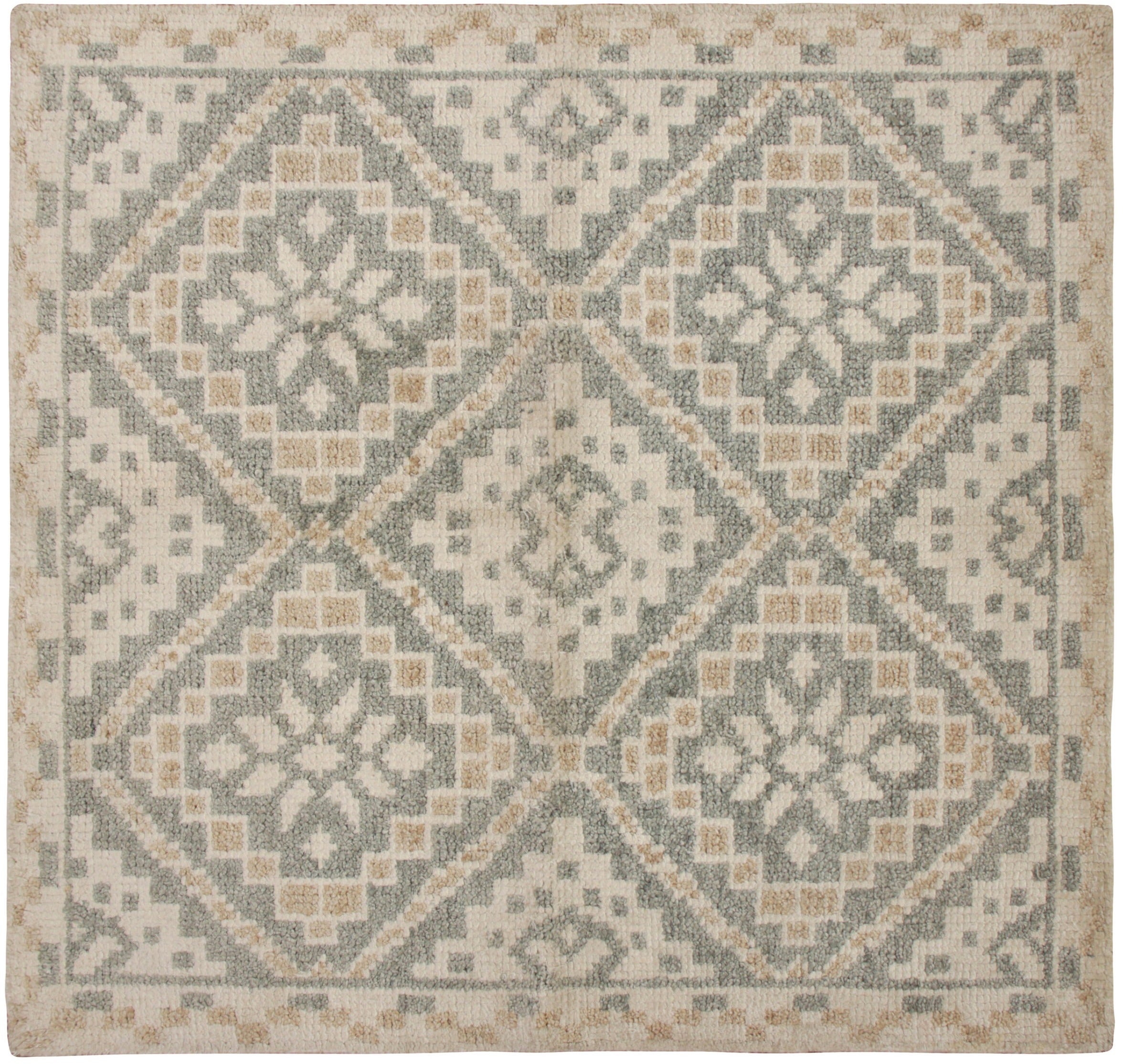 Rug & Kilim's Modern Classic Square Rug with Beige & Gray Floral Design