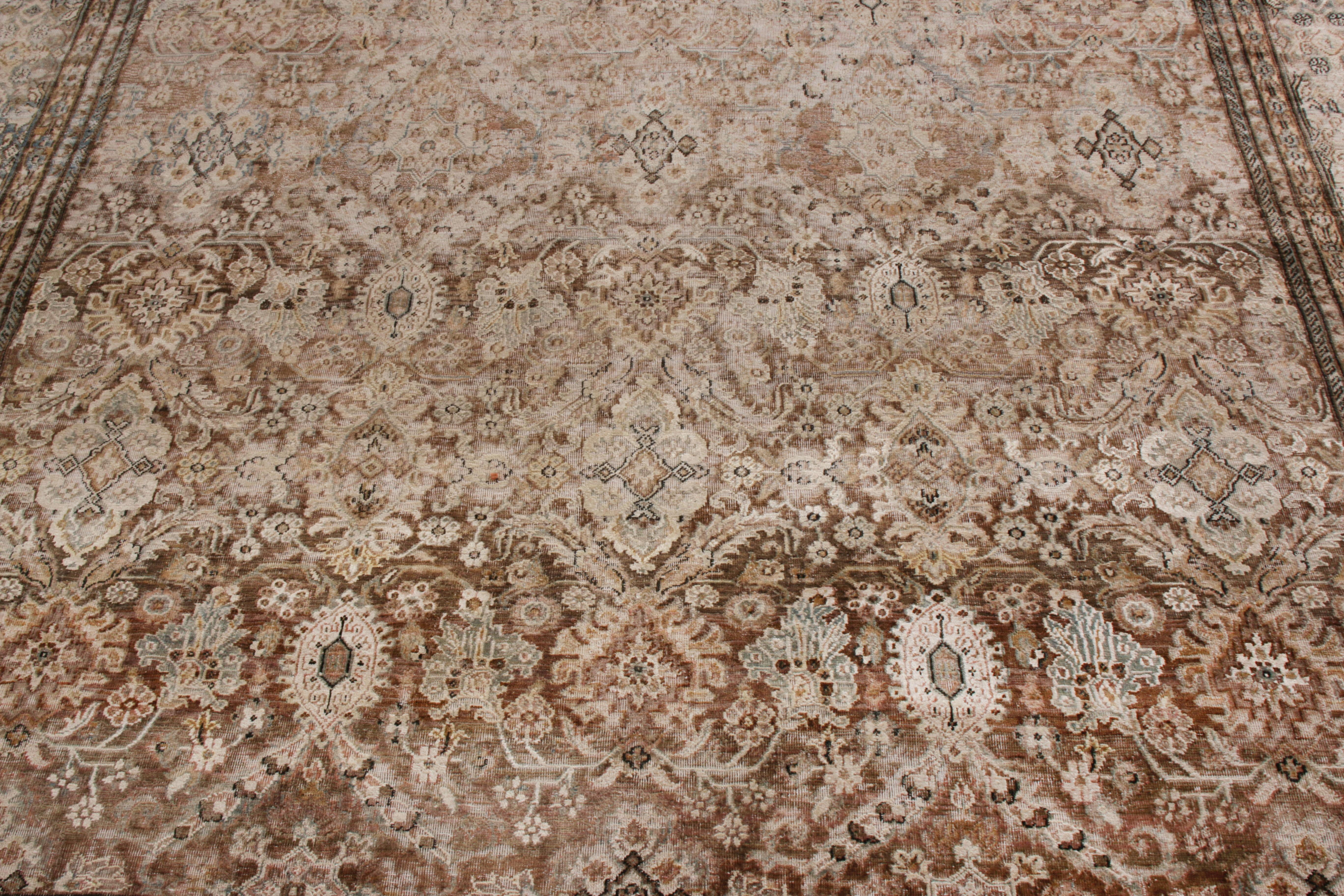 Alfombra moderna de estilo clásico Rug & Kilim en Beige Marrón Motivo floral Indio en venta