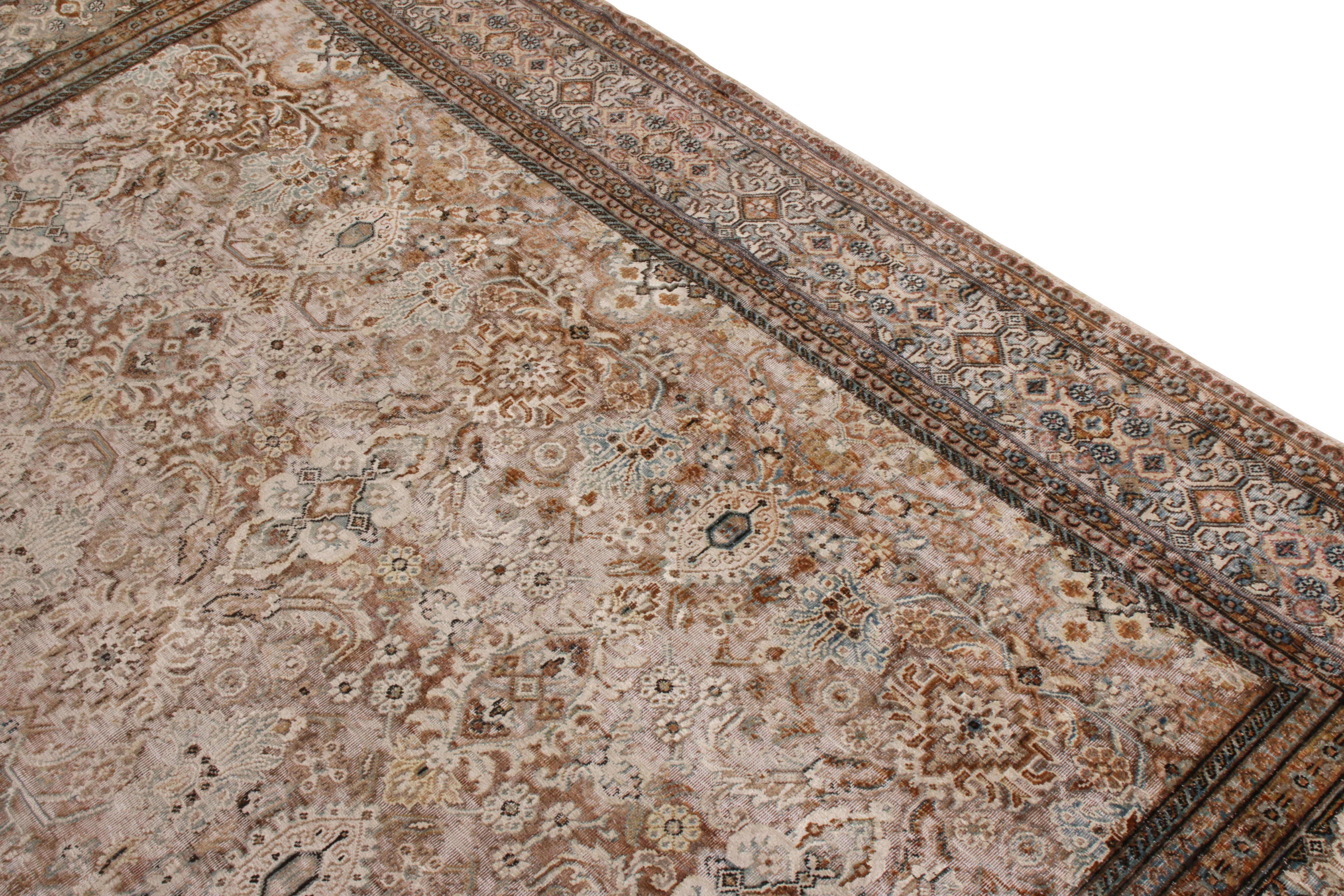 Alfombra moderna de estilo clásico Rug & Kilim en Beige Marrón Motivo floral Anudado a mano en venta
