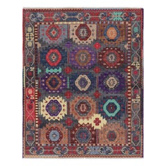 Tejido Plano Clásico Moderno de Rug
Kilim en gris con motivos geométricos de colores