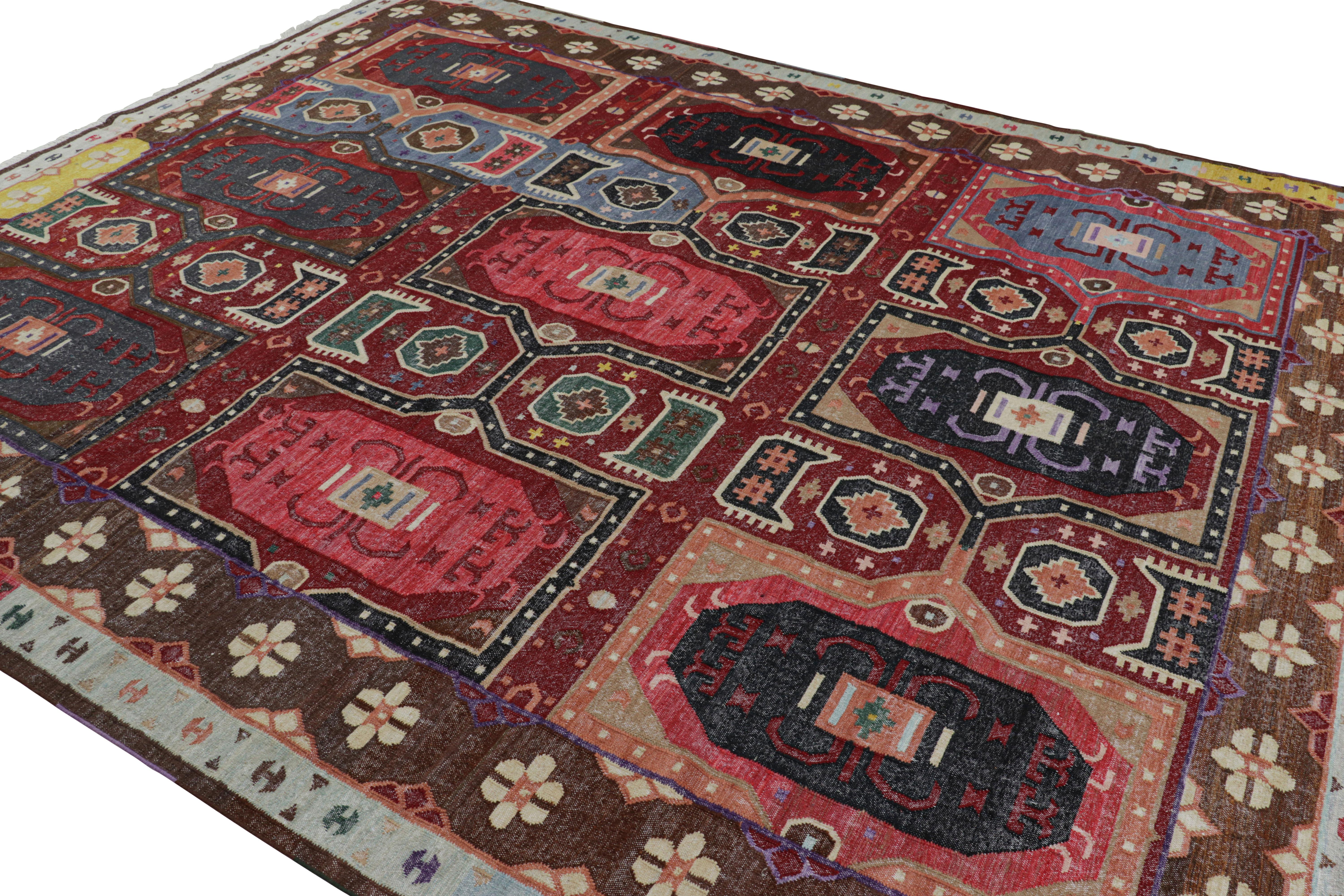 Hand-Woven Rug & Kilim’s Modern Classics Flatweave in Red with Colorful Geometric Patterns For Sale
