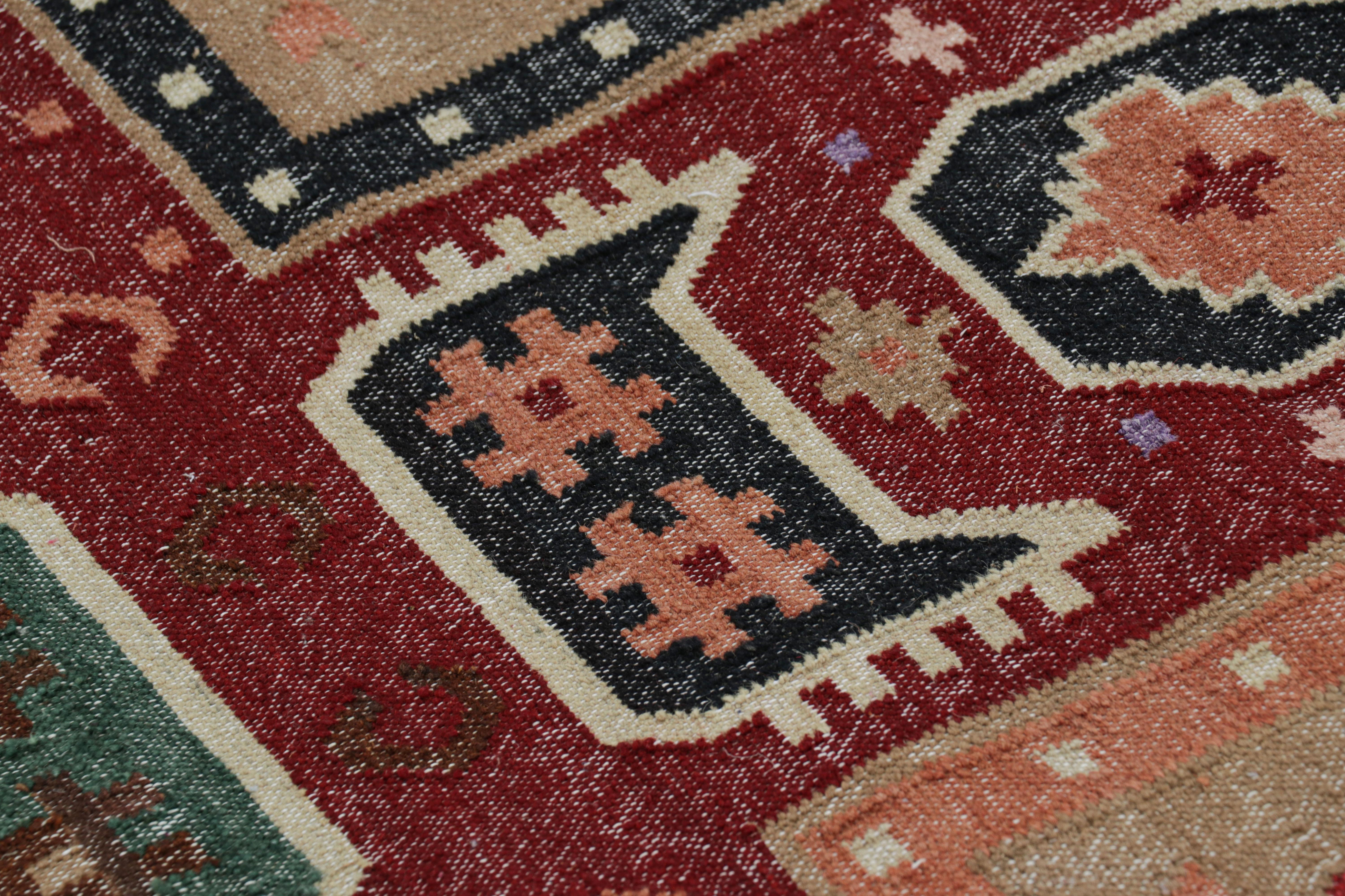 Wool Rug & Kilim’s Modern Classics Flatweave in Red with Colorful Geometric Patterns For Sale