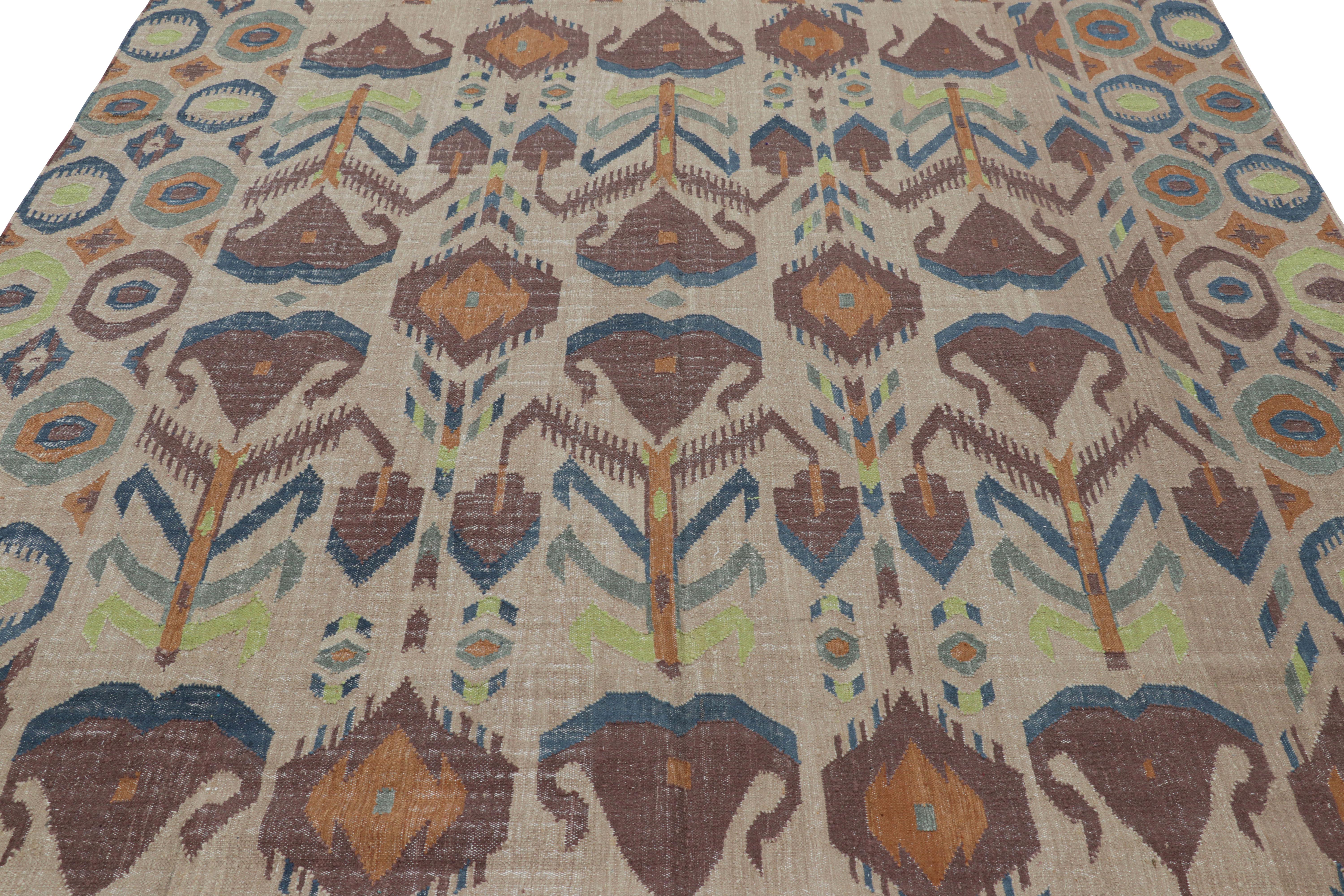 Questo tappeto moderno 7x10 proveniente dall'India si ispira ai tessuti Ikat e presenta una struttura in seta particolarmente lussuosa.  

Sul design: 

Un'idea fondamentale che il direttore di R & K, Jahanshah Nazmiyal, ha insegnato da tempo ai