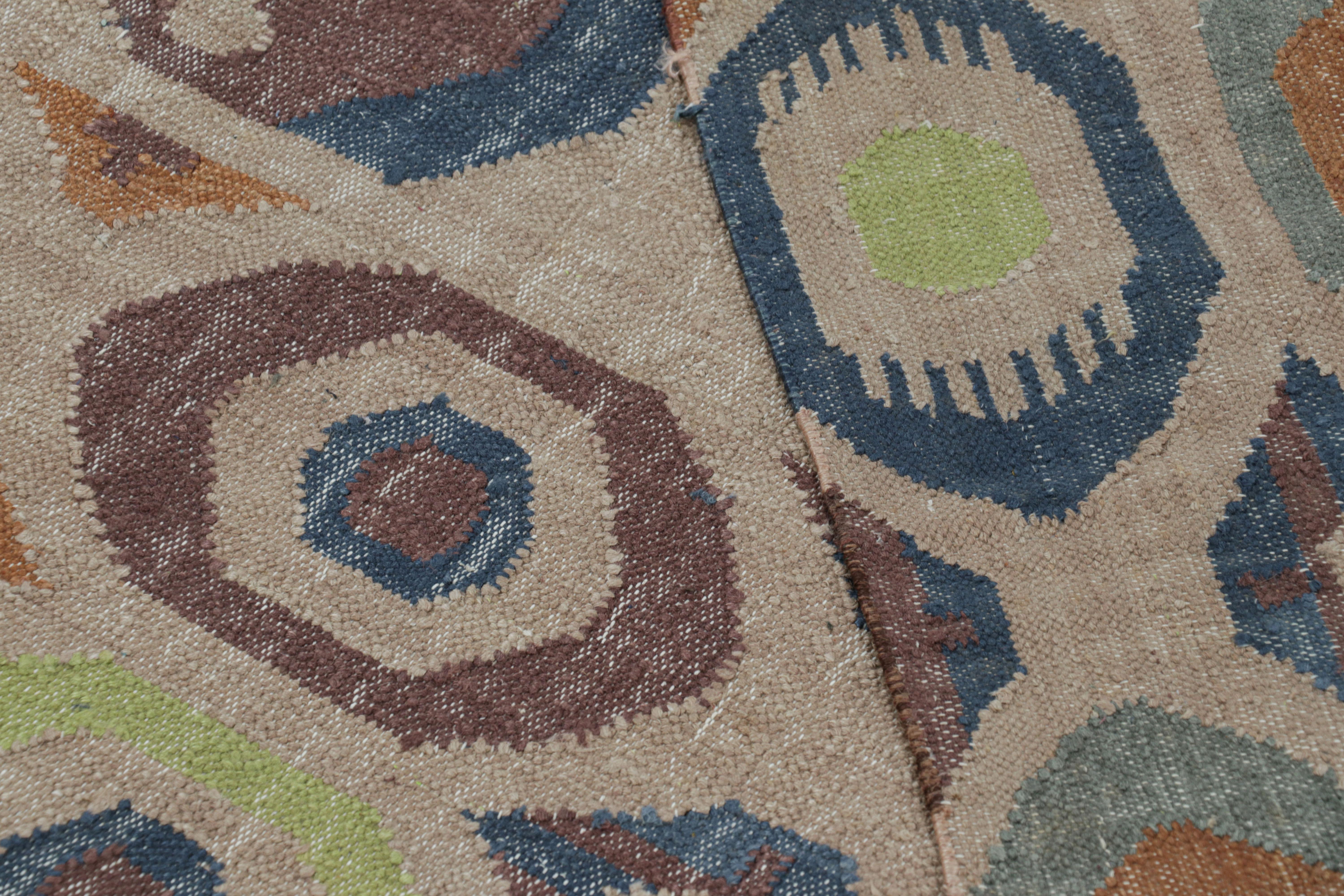 Seta Tappeto Modern Classics Rug & Kilim a tessitura piatta color crema-beige con motivi Ikats in vendita