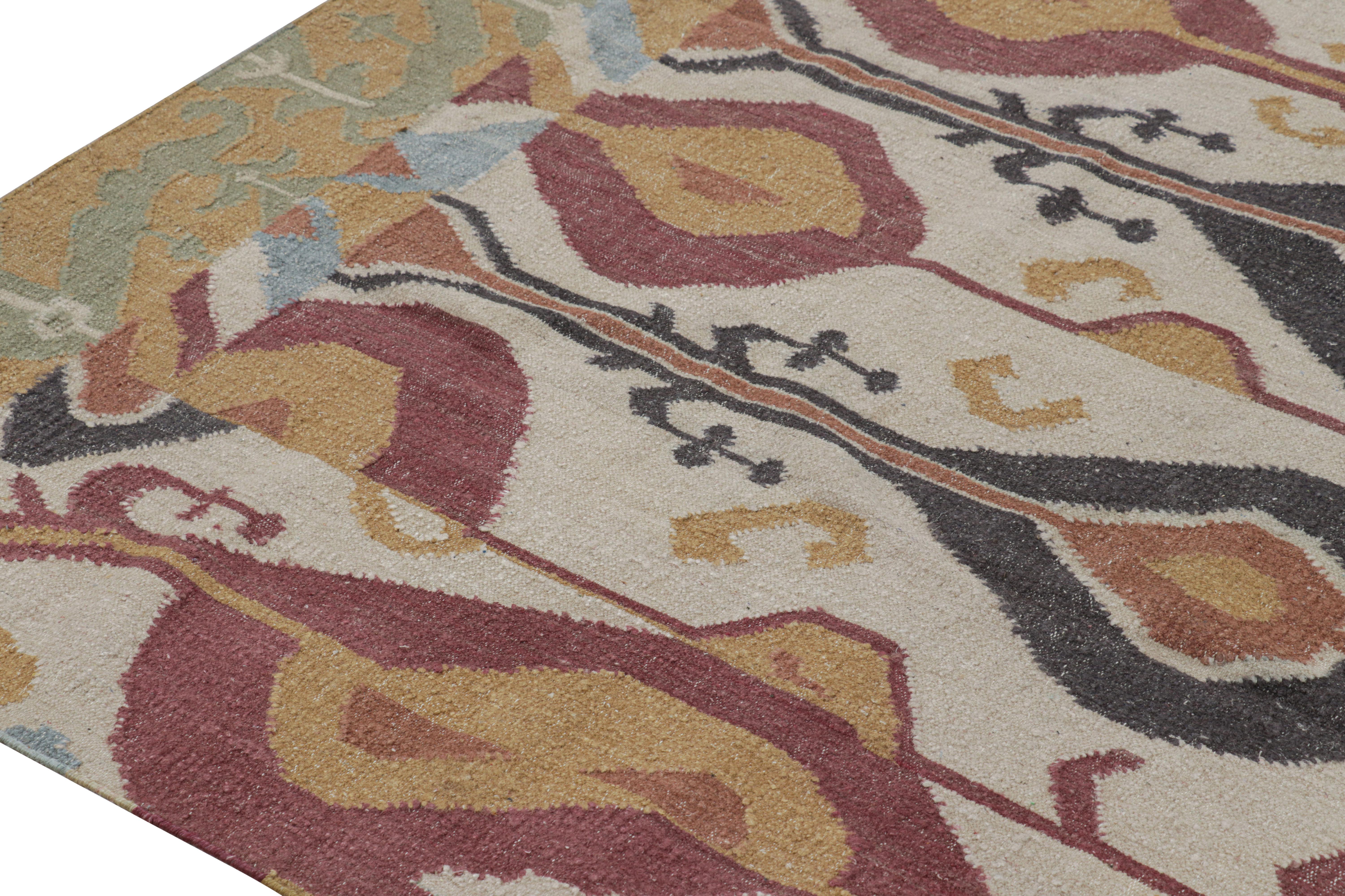 Moderne Rug & Kilim's Modern Classics Flatweave Rug in Cream-White with Ikats Patterns (Tapis tissé plat crème et blanc avec motifs Ikats) en vente