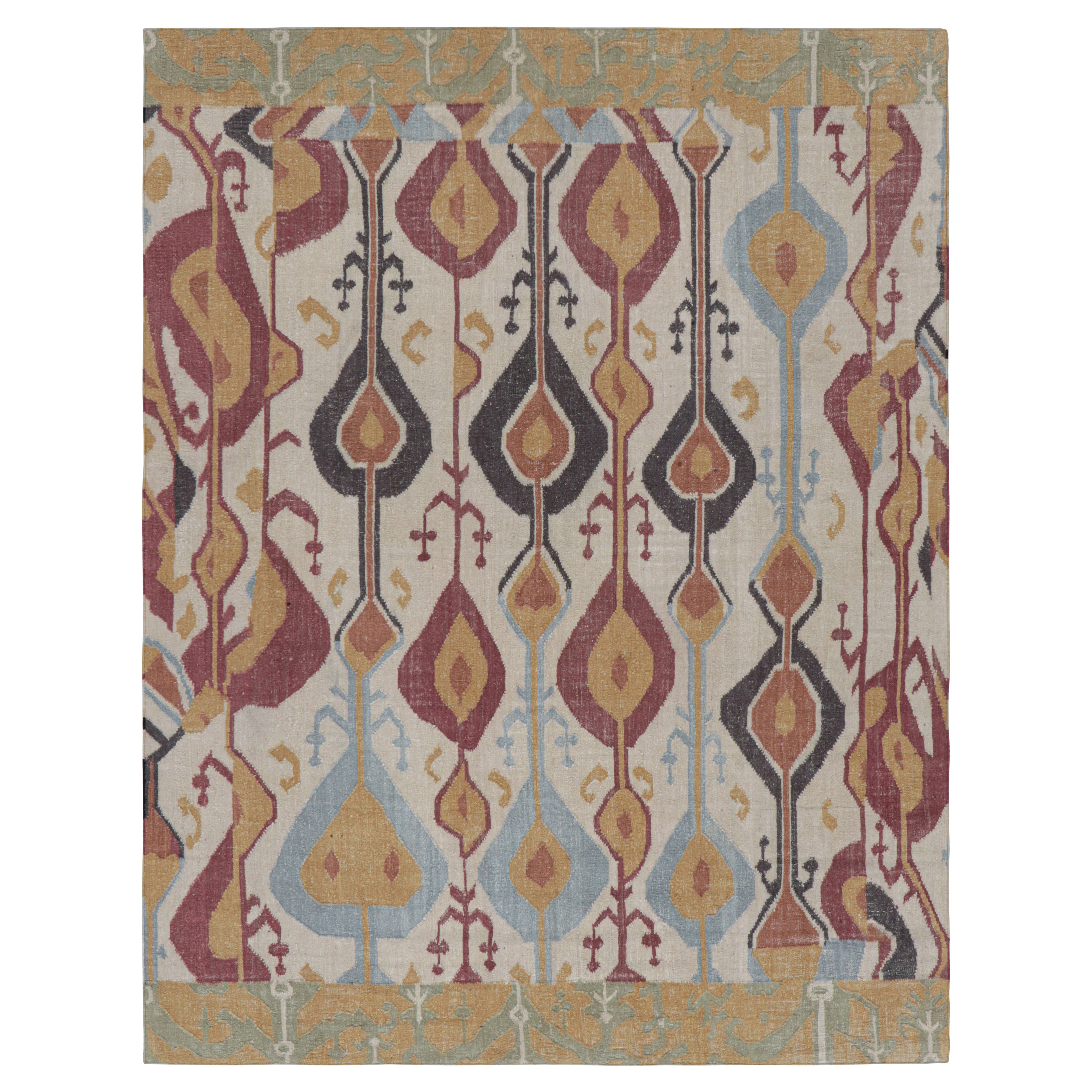 Rug
Kilim
s Modern Classics Flatweave Rug in Cream-White with Ikats Patterns (Tapis tissé plat crème et blanc avec motifs Ikats)