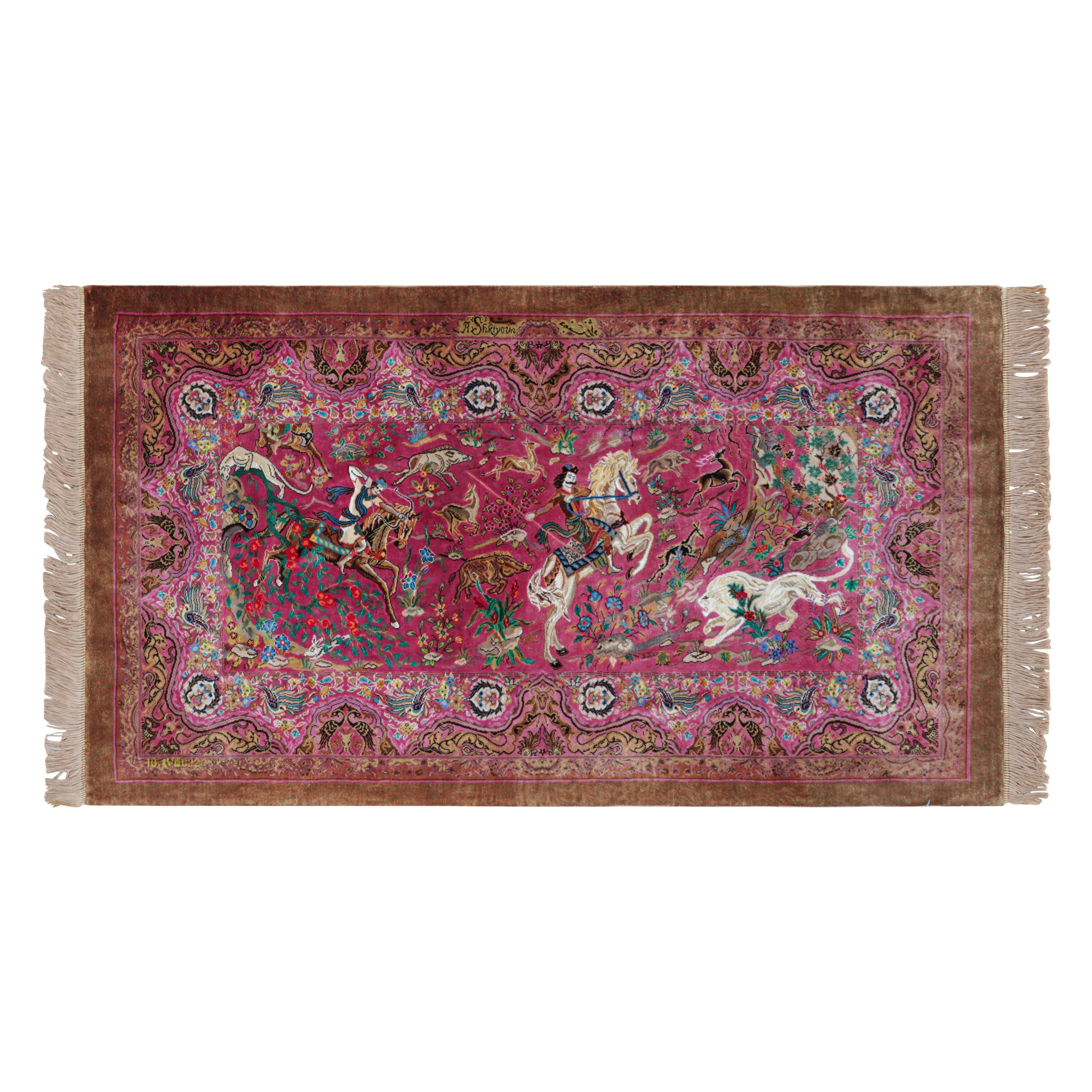 Rug 
Kilim’s Modern Classics Pictorial Rug in Red, Brown, Pink Tones For Sale