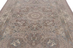 Rug & Kilim’s Modern Classics Rug, Beige and Mauve with Floral Medallion “Ghapi”