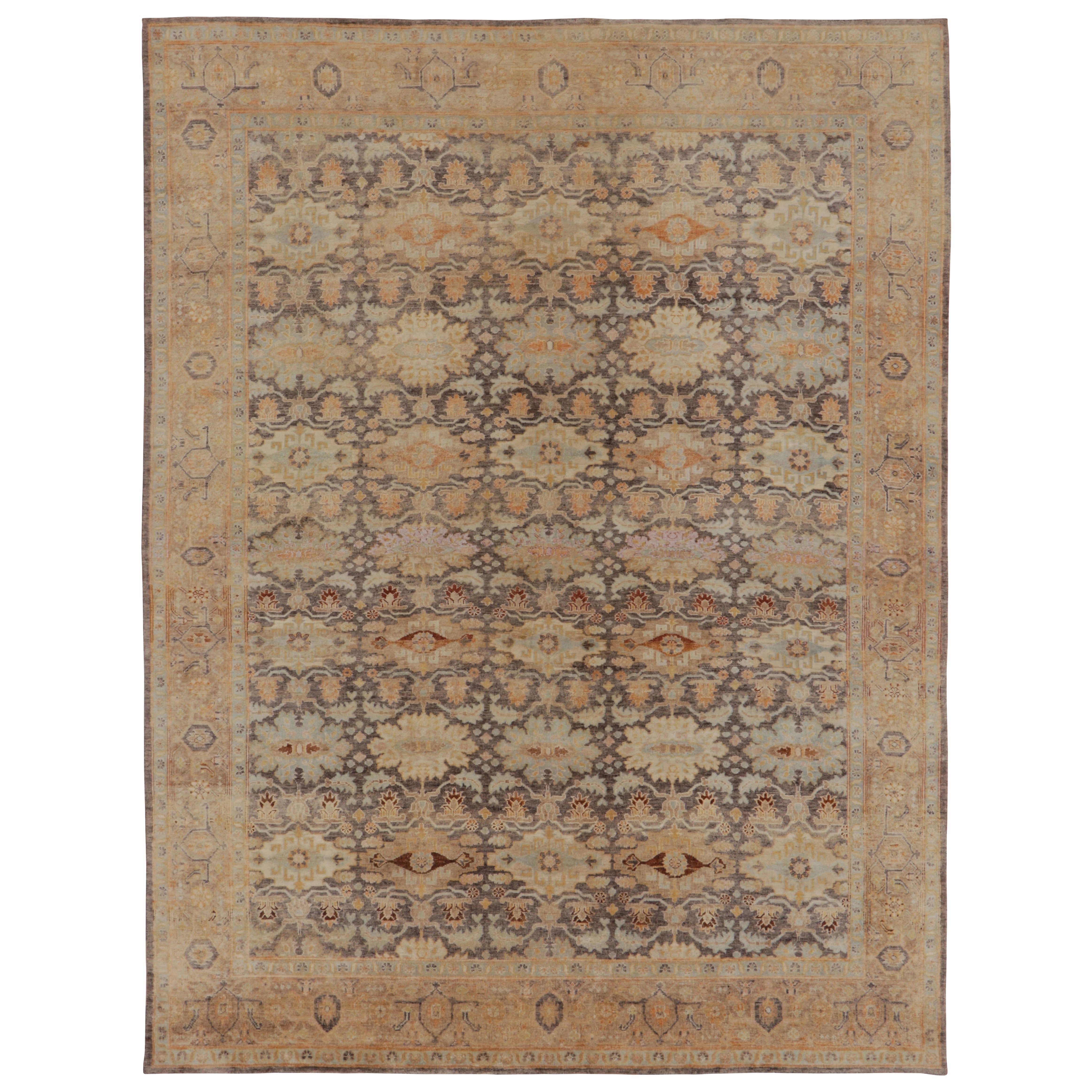Rug & Kilim's Modern Classics Rug in Antique Brown, Gold, and Dusty Blue Floral