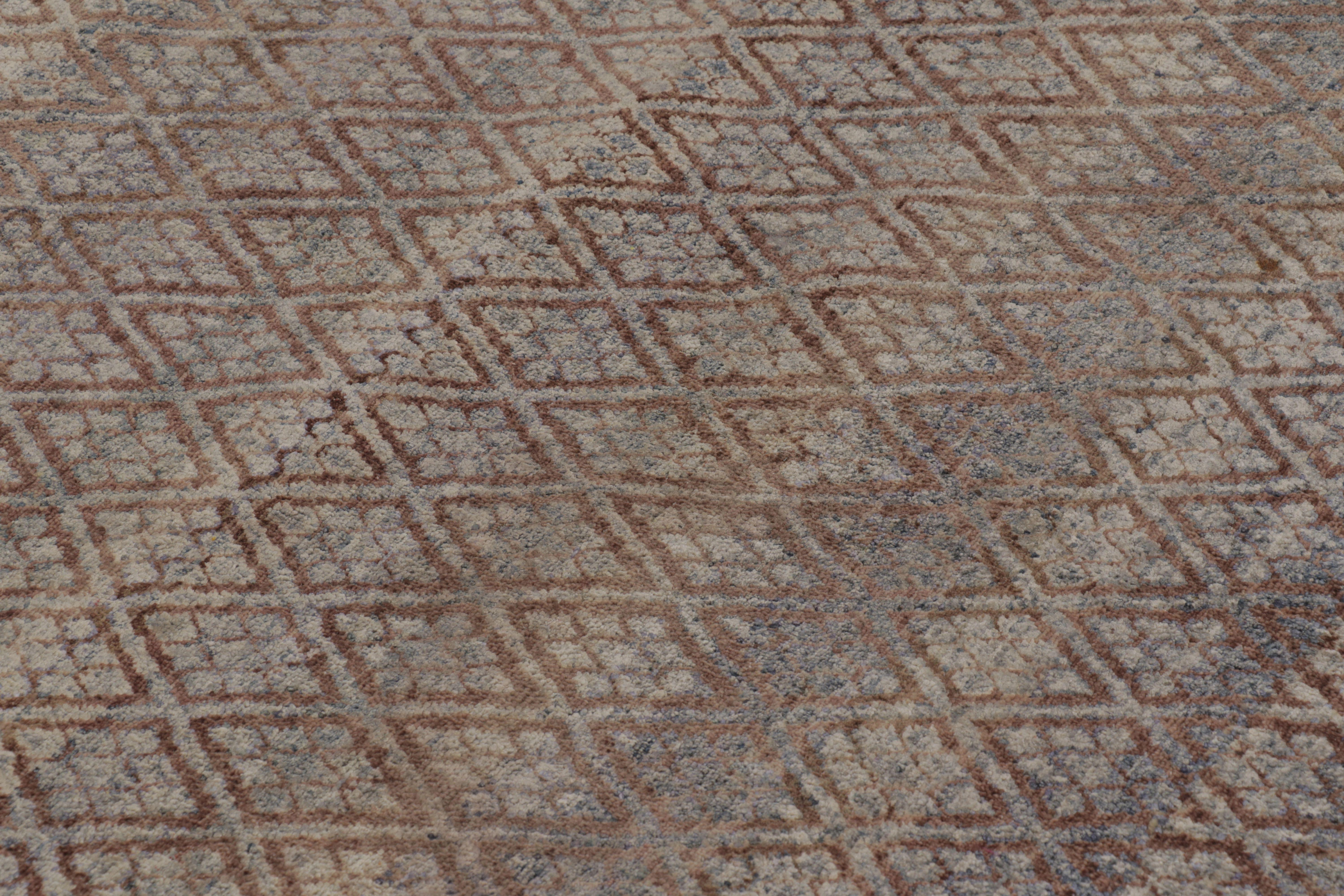 Hand-Knotted Rug & Kilim's Modern Classics Rug in Antique Mauve and Taupe Geometric Patterns For Sale