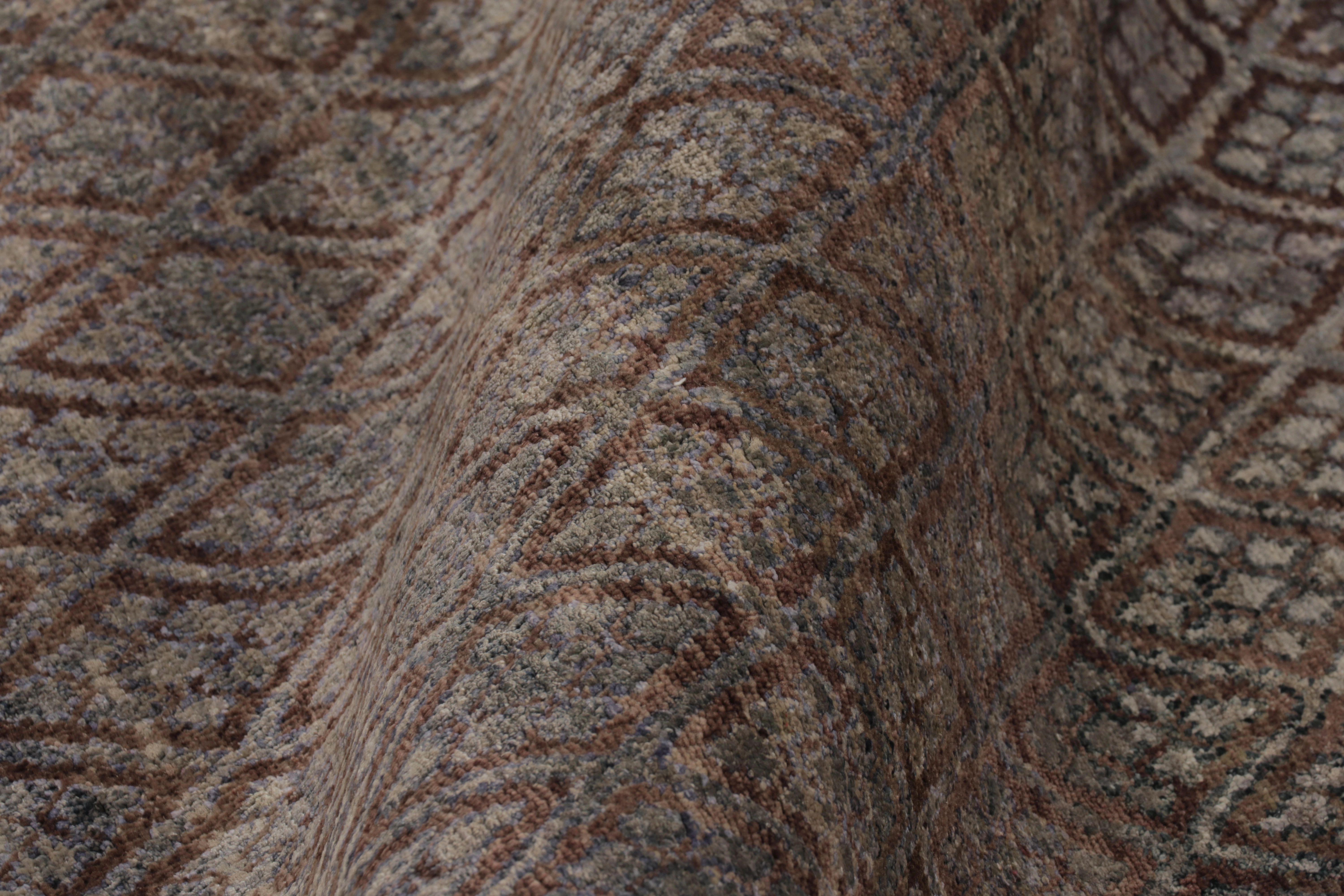 Silk Rug & Kilim's Modern Classics Rug in Antique Mauve and Taupe Geometric Patterns For Sale