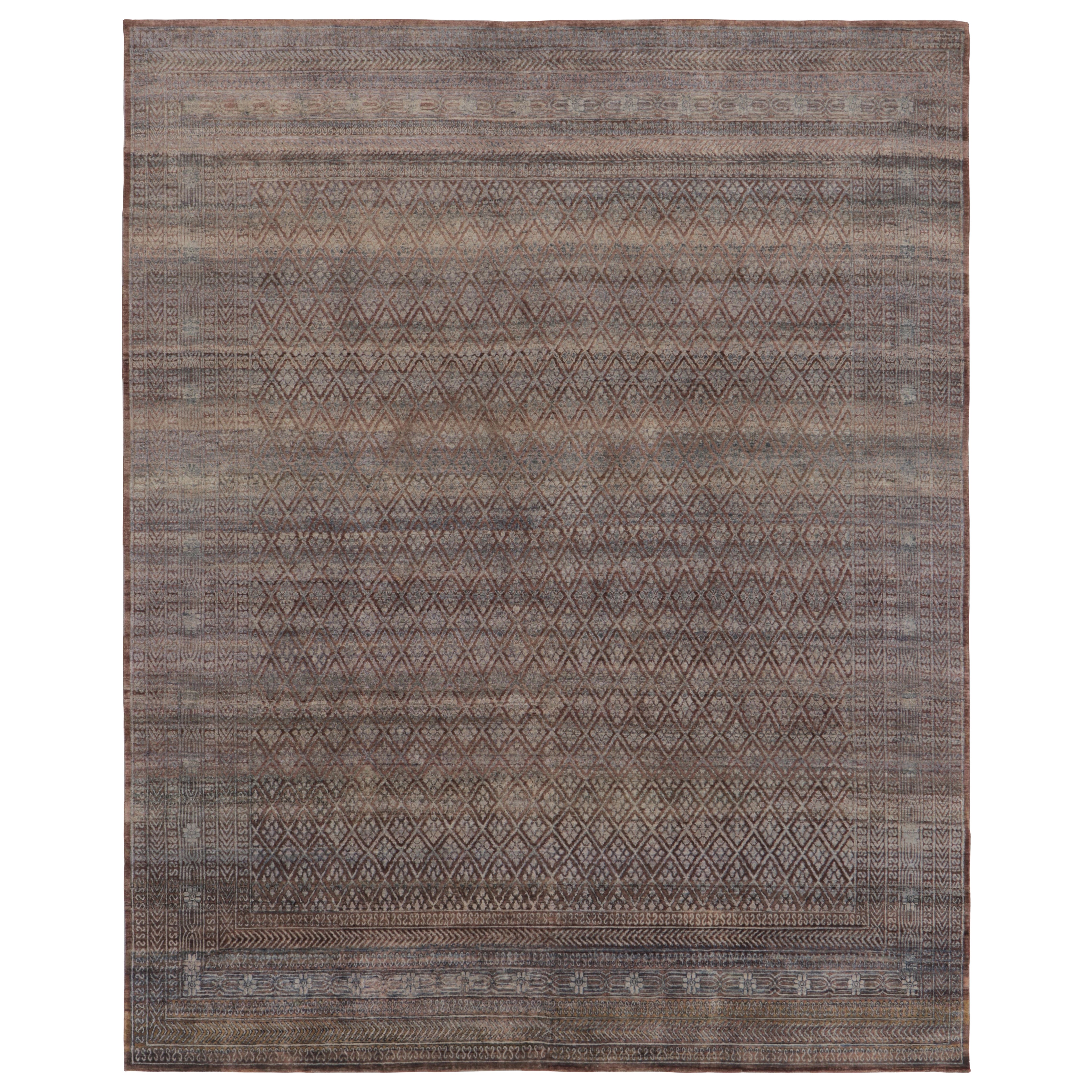 Rug & Kilim's Modern Classics Rug in Antique Mauve and Taupe Geometric Patterns