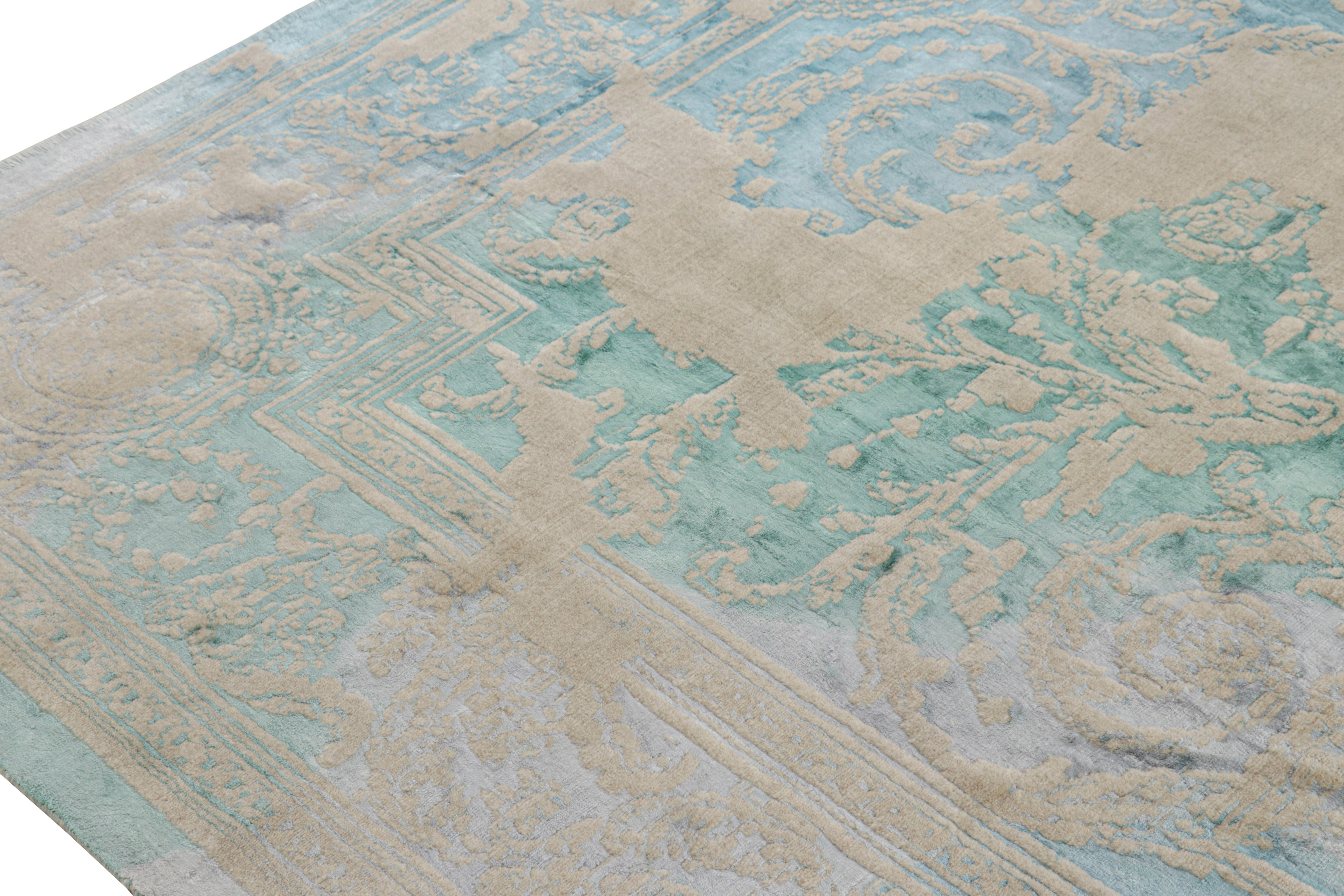 Rug & Kilim's Modern Classics Teppich in Beige-Braun und Blau mit Blumenmustern im Zustand „Neu“ im Angebot in Long Island City, NY