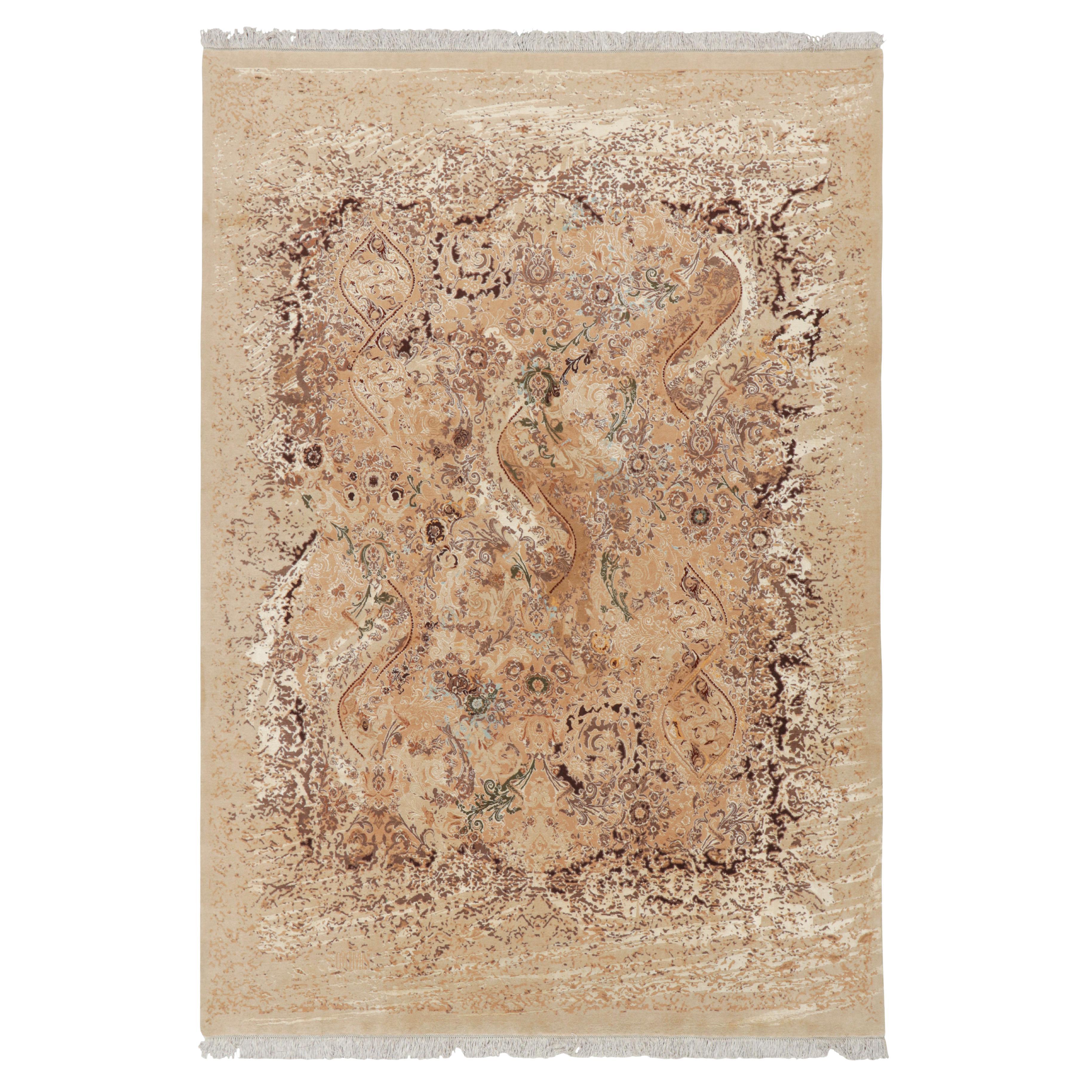 Rug & Kilim’s Modern Classics Rug in Beige-Brown with Floral & Abstract Patterns