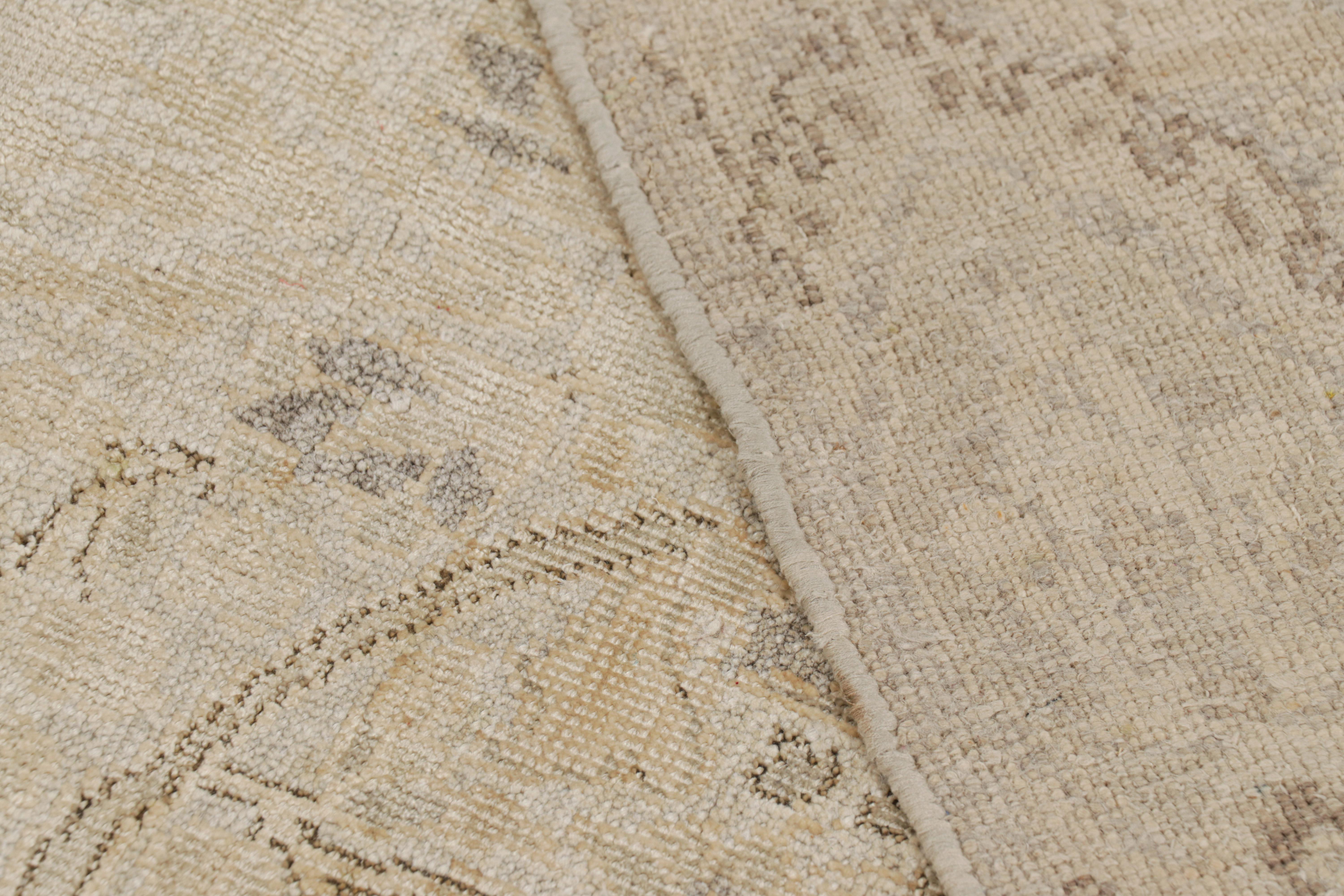 Silk Rug & Kilim’s Modern Classics Rug in Beige-Brown with Geometric & Floral Pattern For Sale