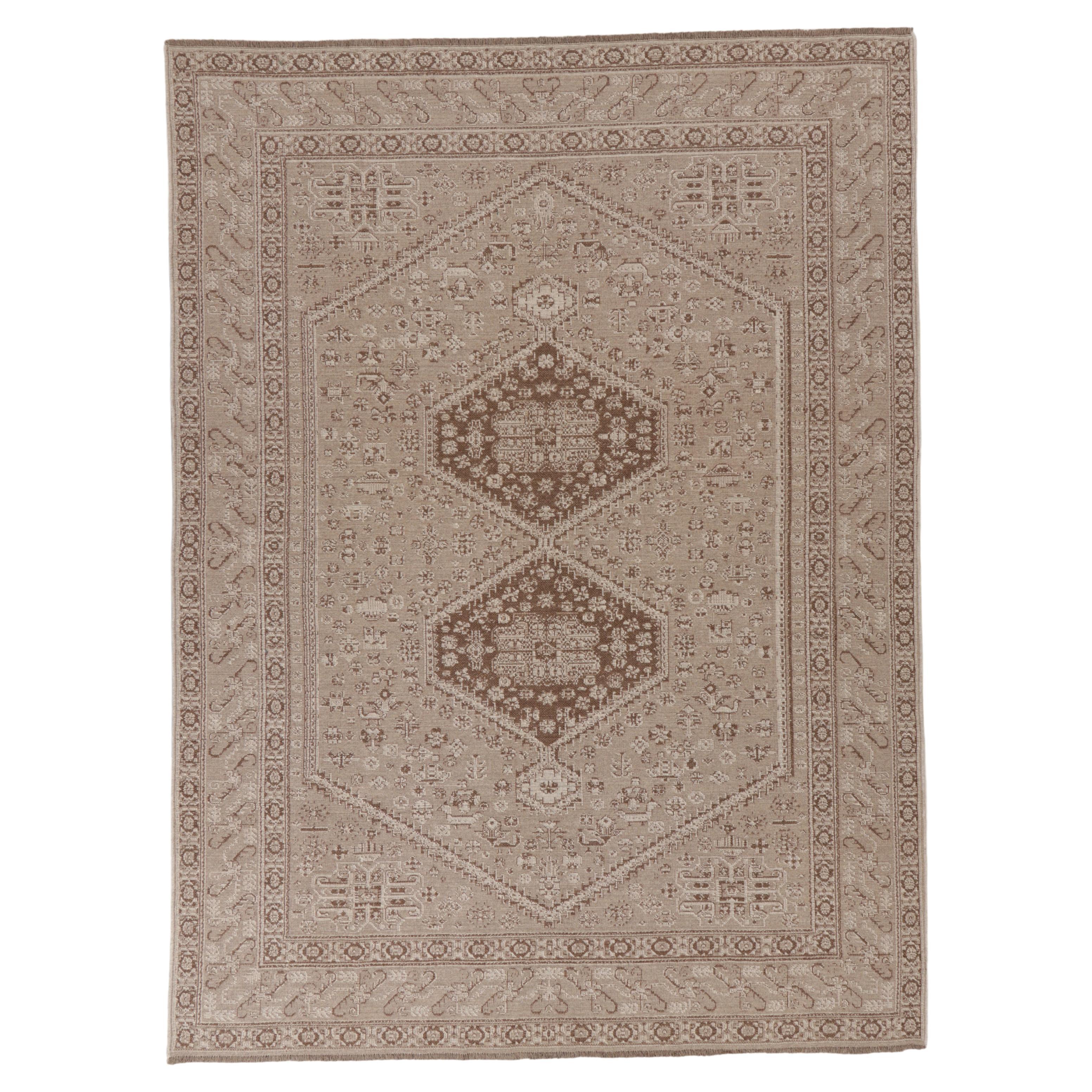 Tappeto Modern Classics di Rug 
Kilim in beige-marrone con medaglioni e fiori in vendita
