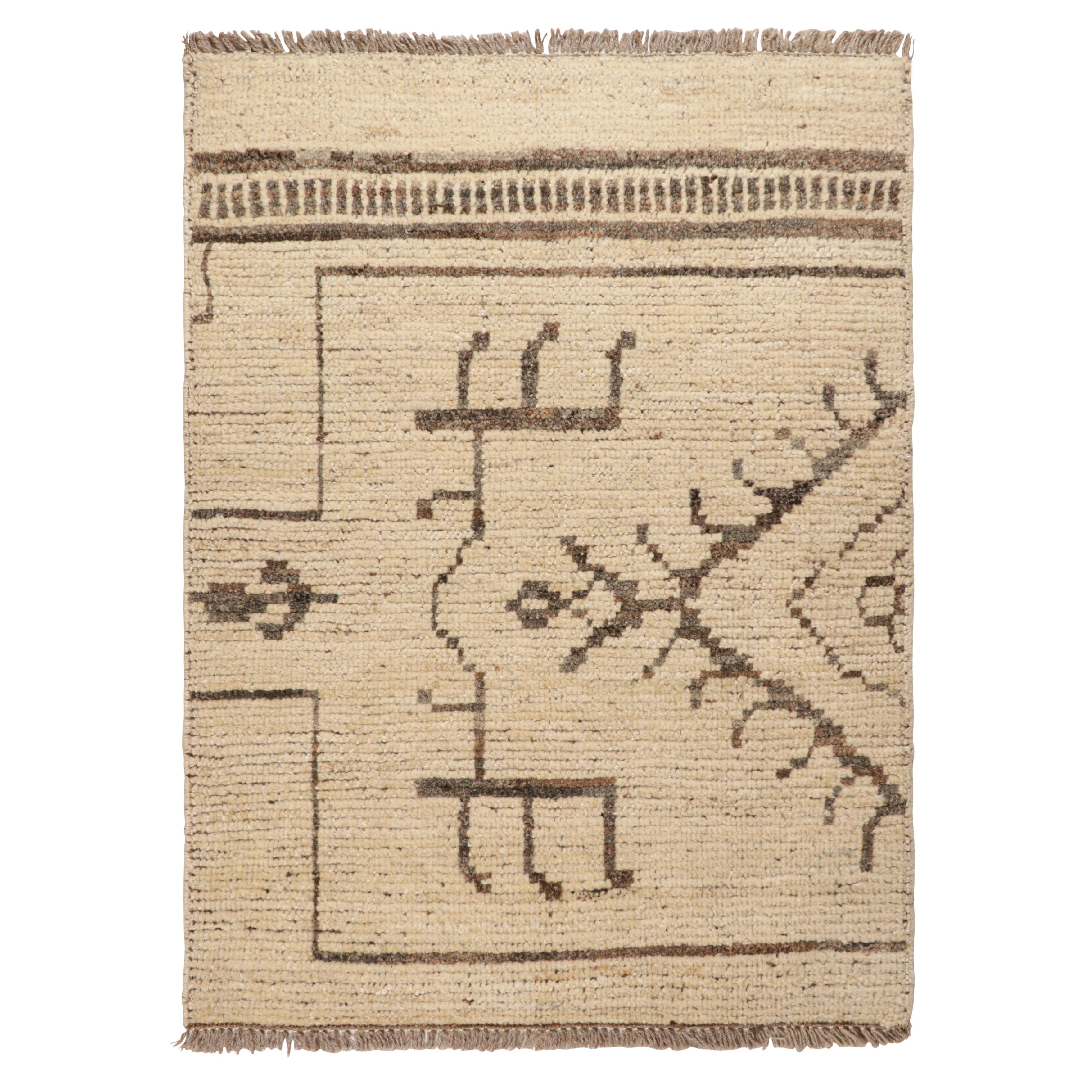 Rug & Kilim’s Modern Classics Rug in Beige with Brown Geometric Patterns For Sale