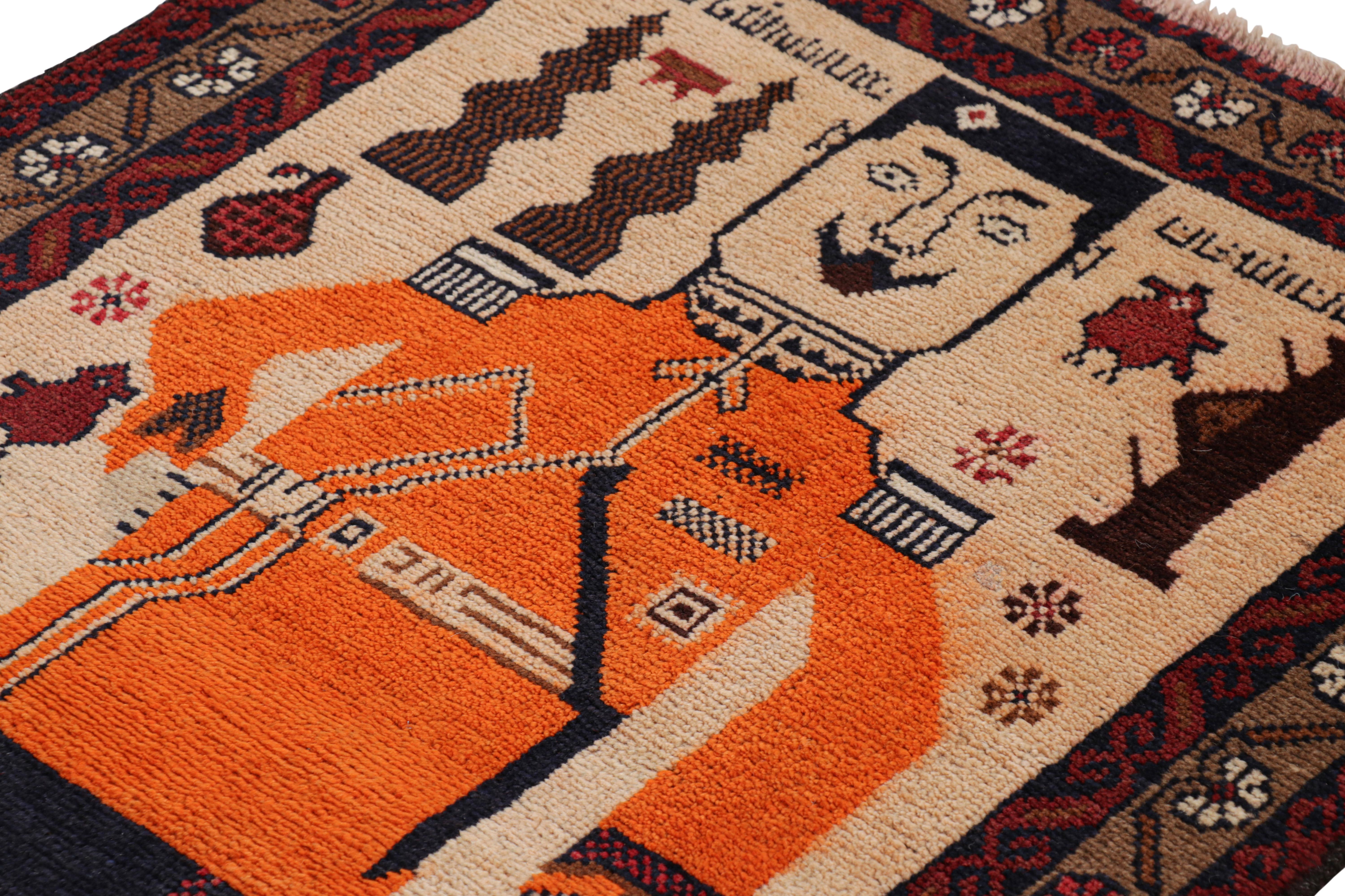 Hand knotted in wool, this 3x5 modern pictorial rug represents a new line of tribal carpets in the Modern Classics Collection by Rug & Kilim. Each piece represents the work of women weavers in Afghanistan, preserving the rich tradition of their