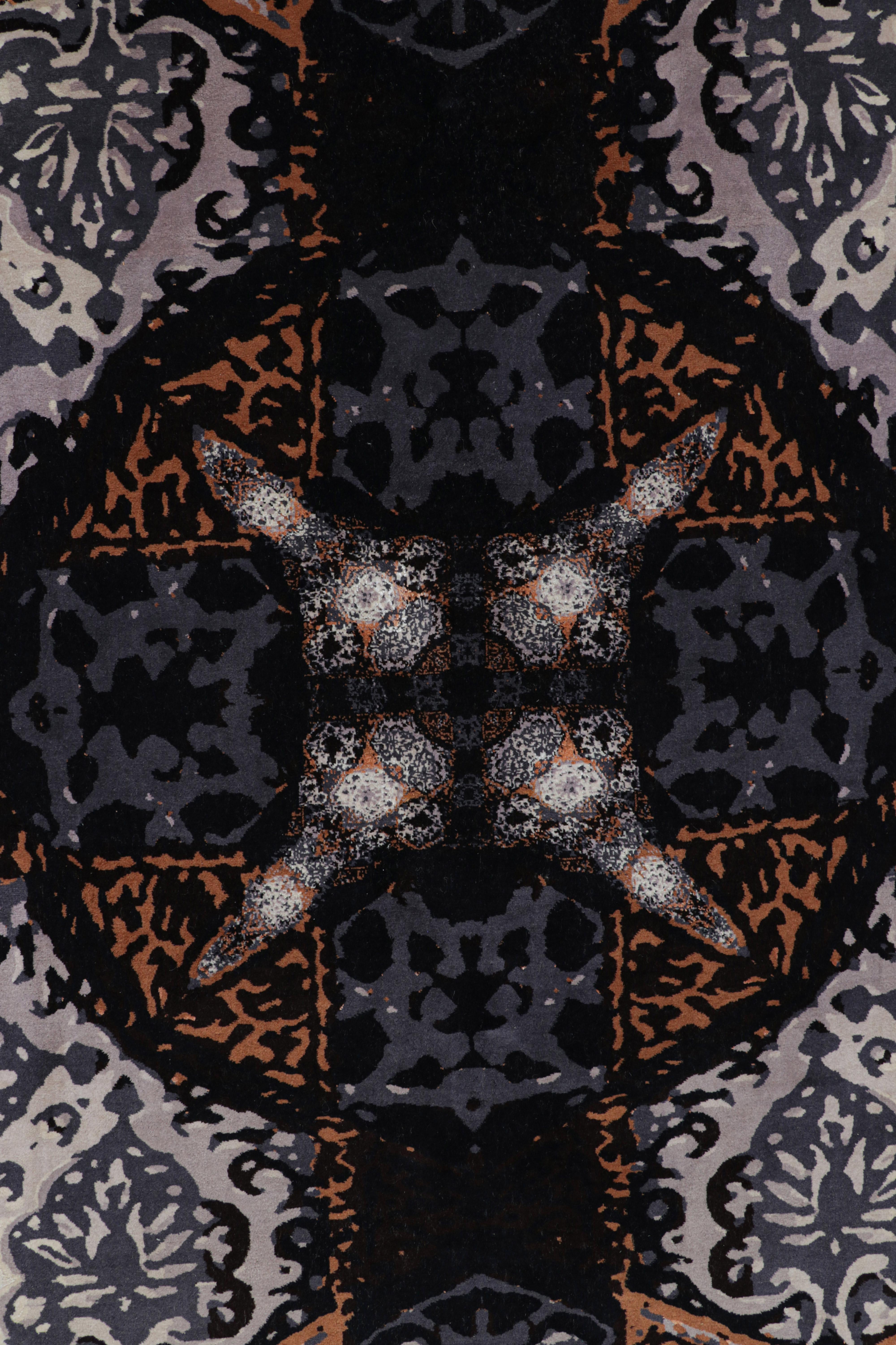 Rug & Kilim's Modern Classics Teppich in Schwarz mit geometrischen Mustern Khatam (Moderne) im Angebot