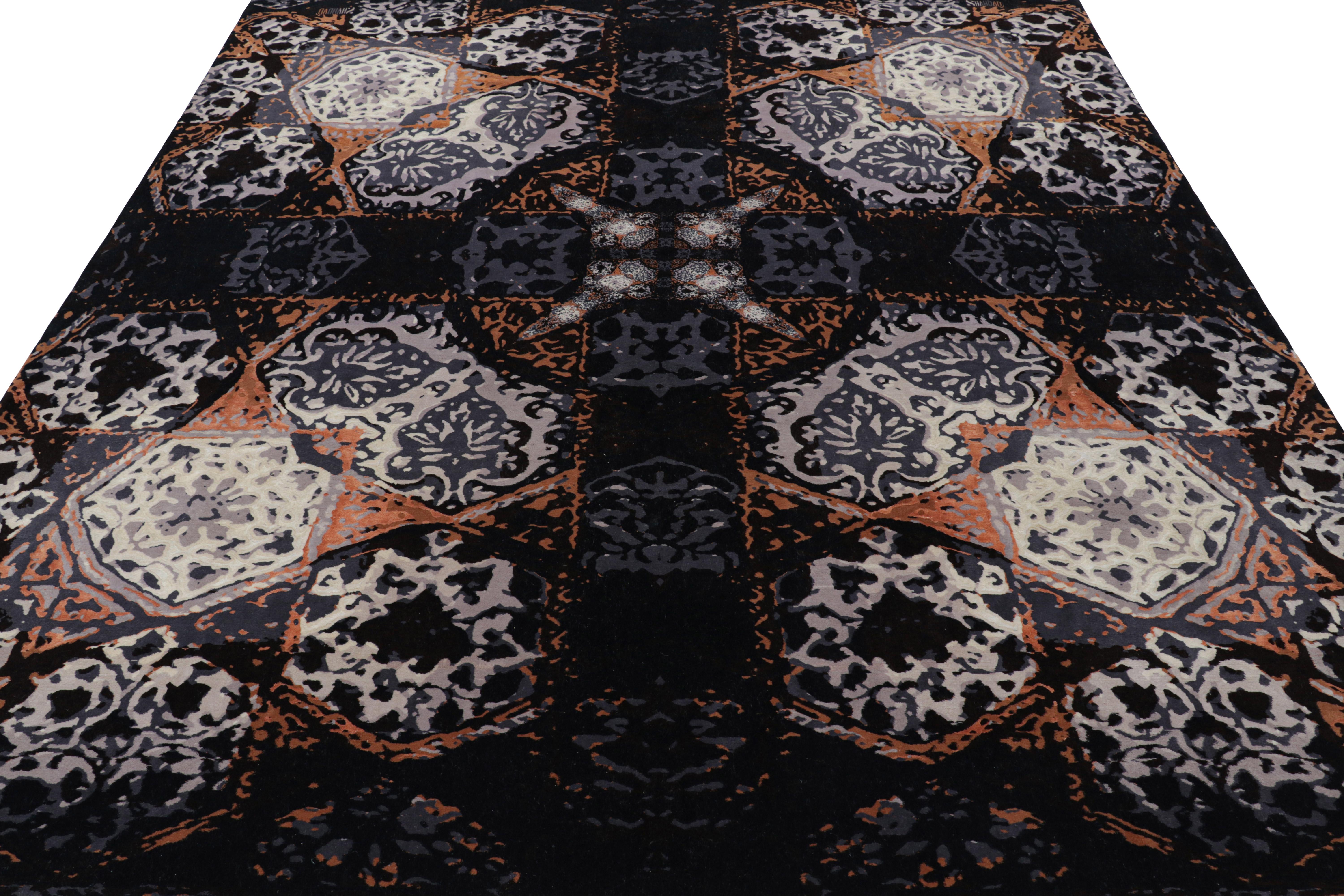 Rug & Kilim's Modern Classics Teppich in Schwarz mit geometrischen Mustern Khatam (Handgeknüpft) im Angebot