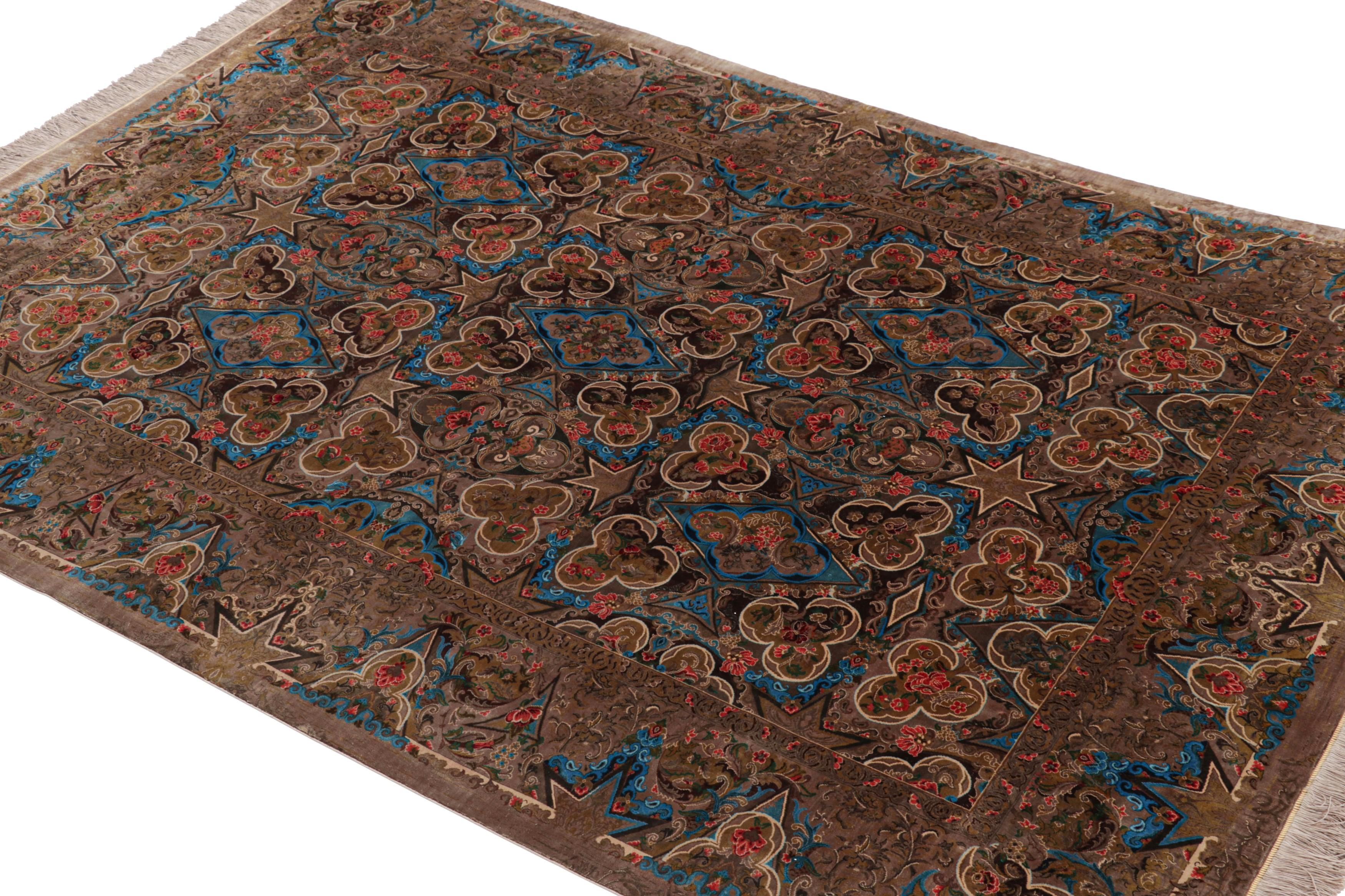 Noué à la main Rug & Kilim's Modern Classics Rug in Brown with Floral Patterns As Geshniz (Tapis & Kilim's Modern Classics Rug in Brown with Floral Patterns As Geshniz) en vente