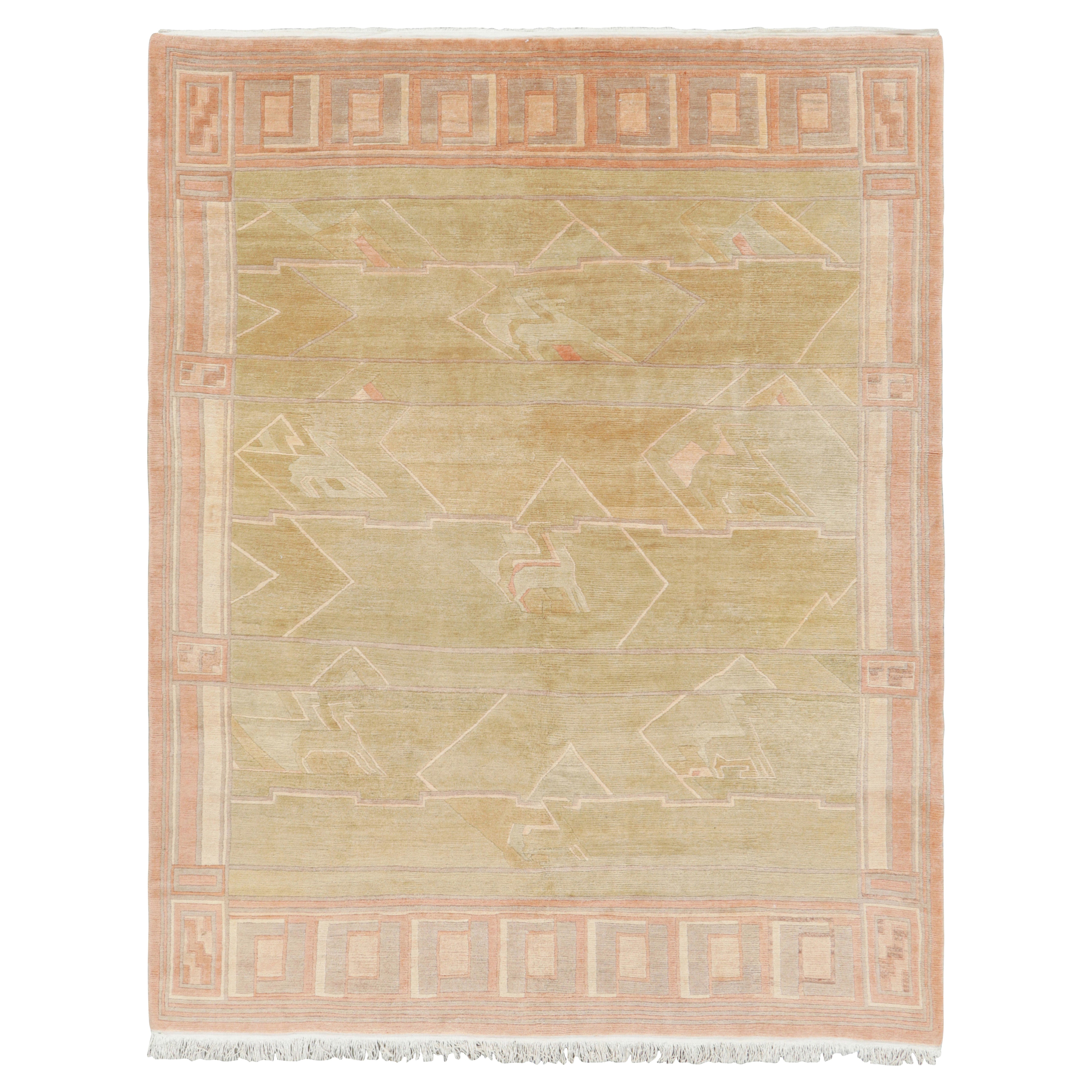 Rug & Kilim’s Modern Classics Rug in Chartreuse Green with Geometric Patterns