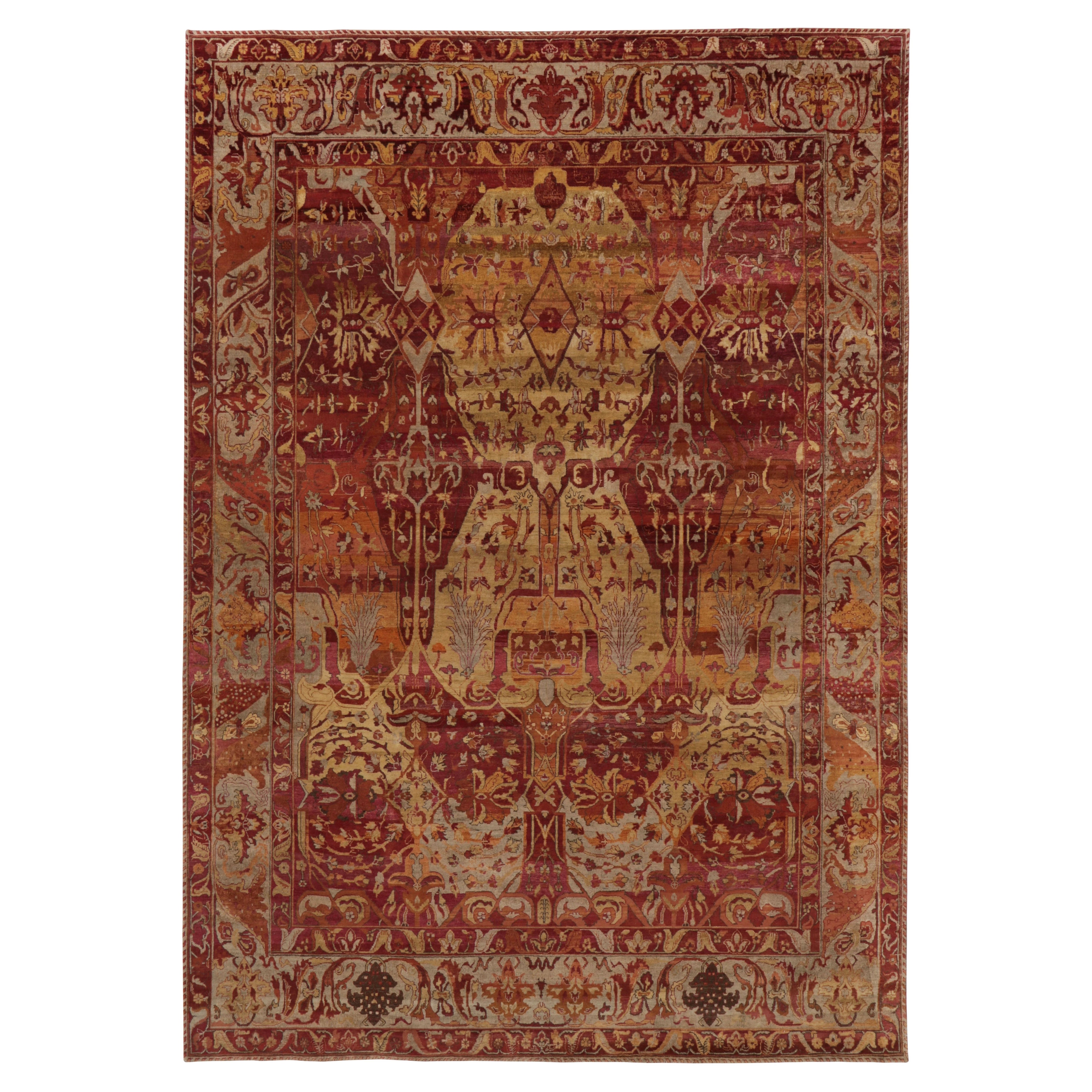 Rug & Kilim's Modern Classics Teppich in Gold und Karminrot Traditionelles florales Muster