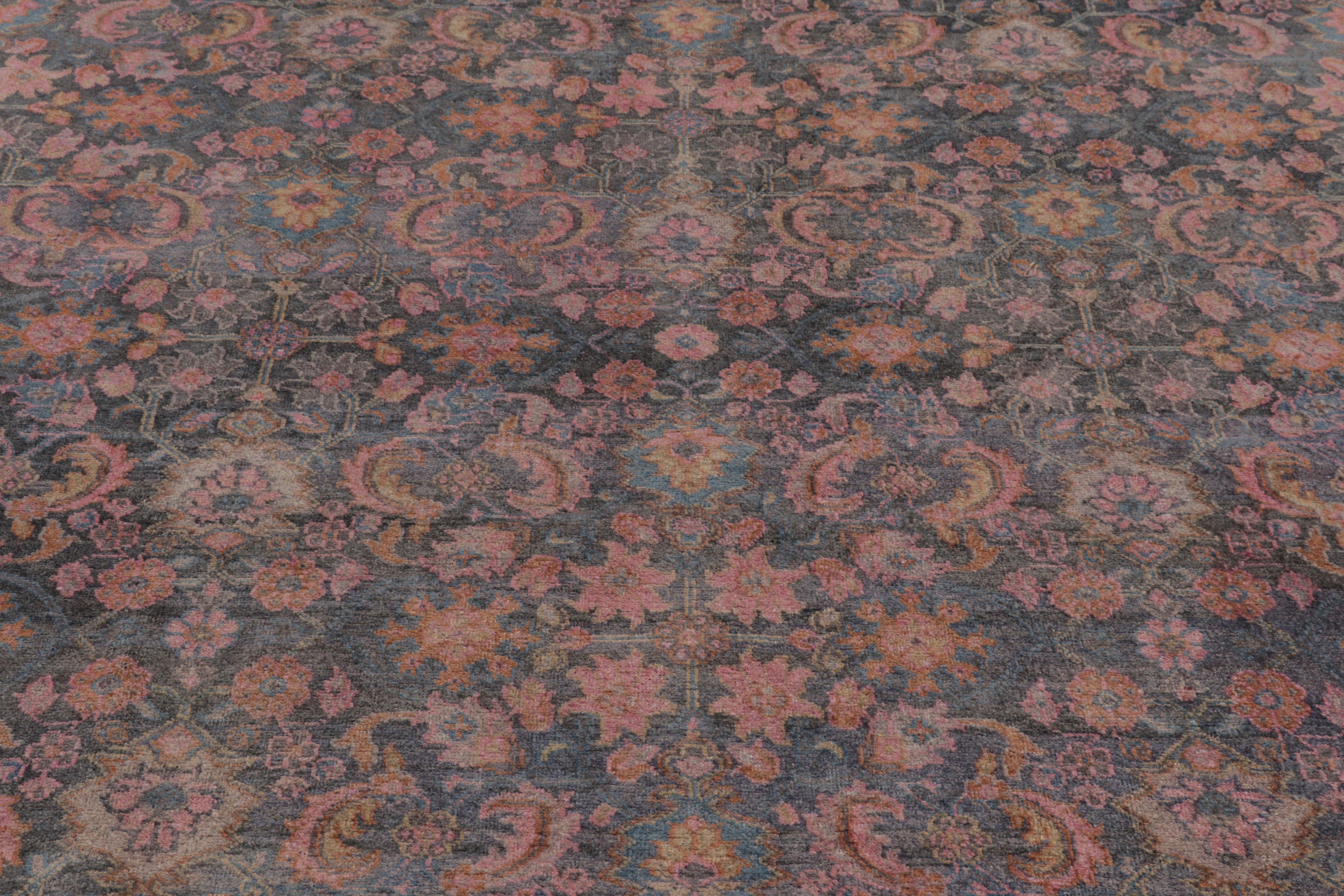 Rug & Kilim’s Modern Classics Rug in Gray field and Polychromatic Floral Design In condizioni Nuovo in vendita a Long Island City, NY