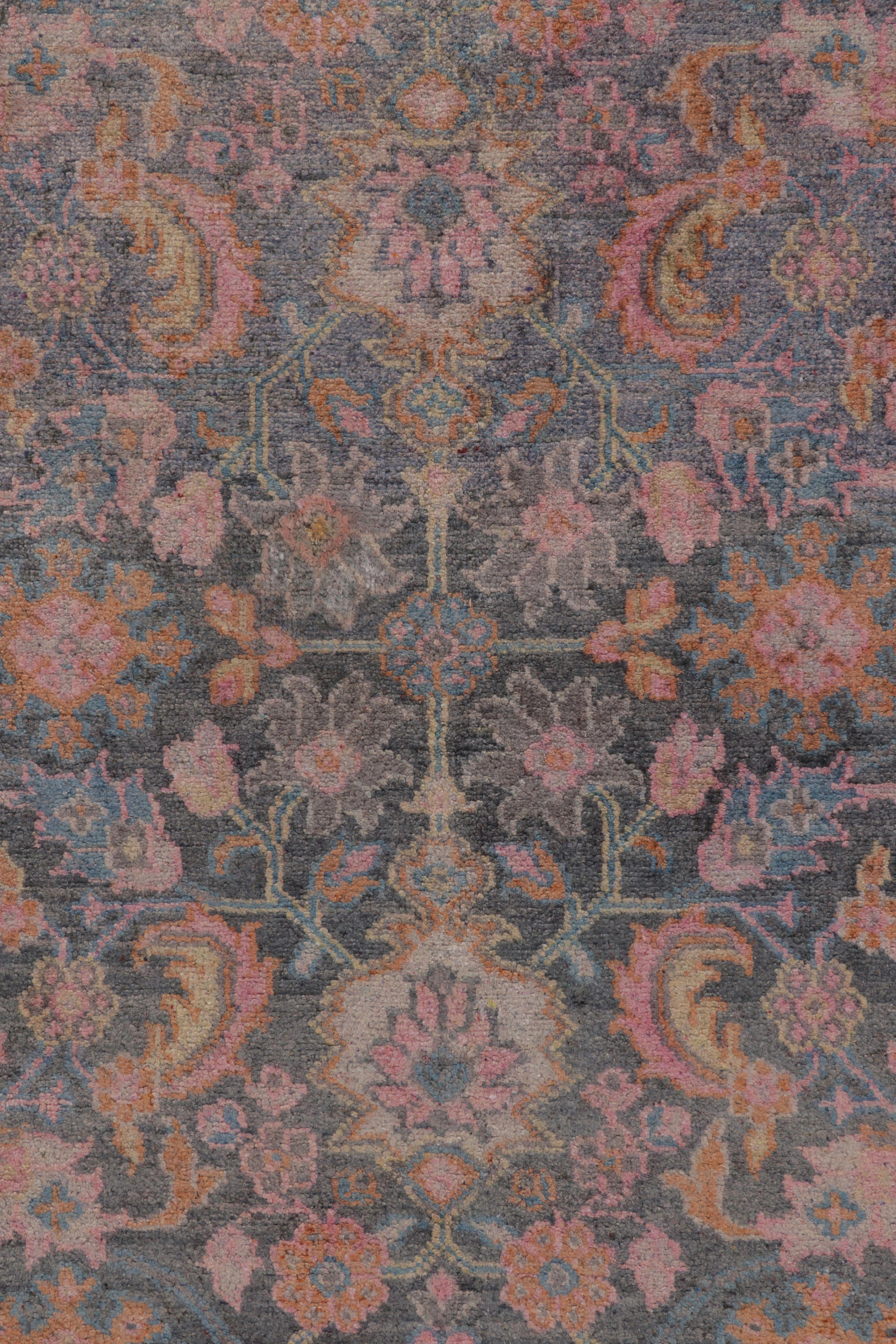 XXI secolo e contemporaneo Rug & Kilim’s Modern Classics Rug in Gray field and Polychromatic Floral Design in vendita