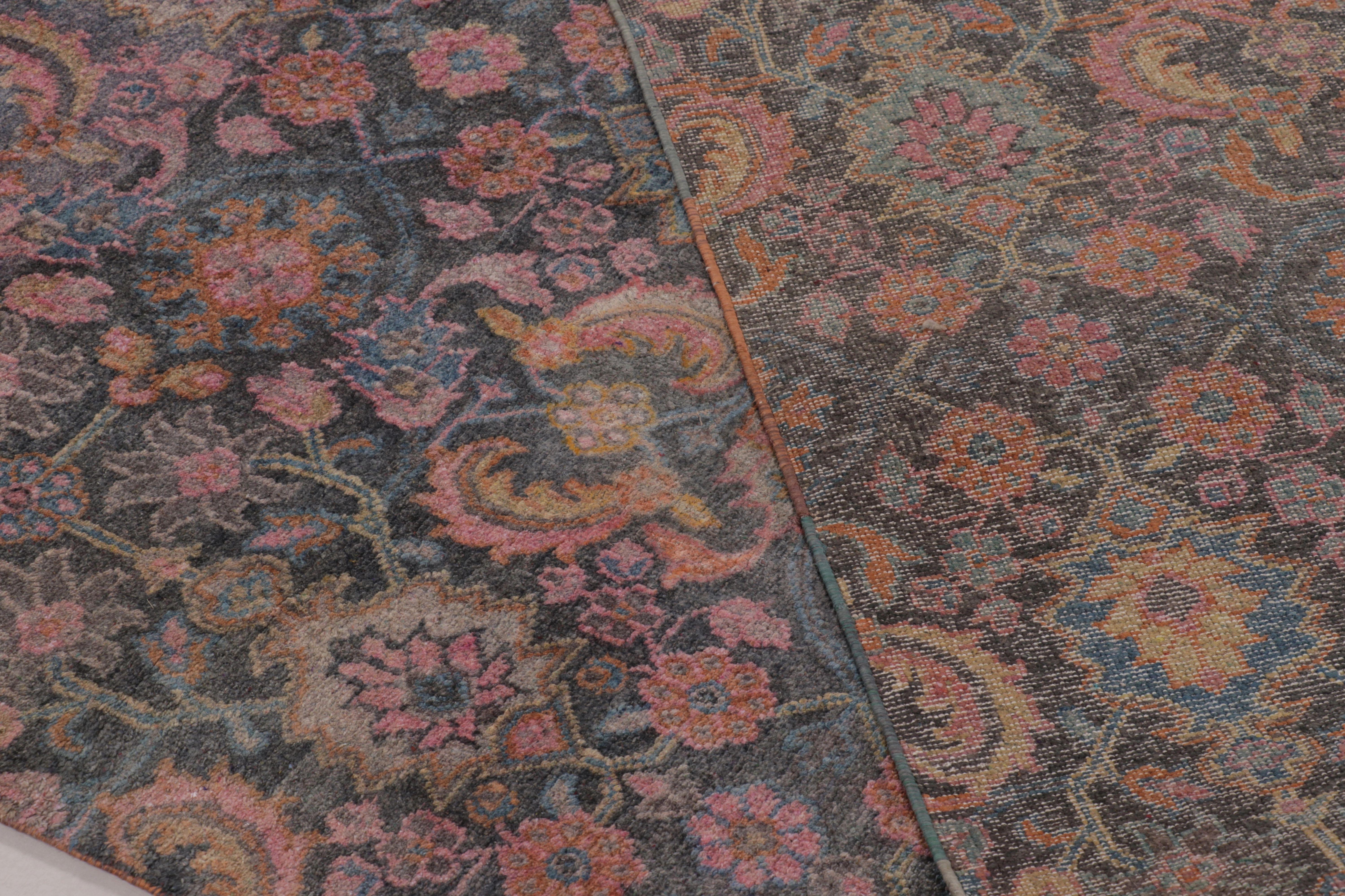 Seta Rug & Kilim’s Modern Classics Rug in Gray field and Polychromatic Floral Design in vendita