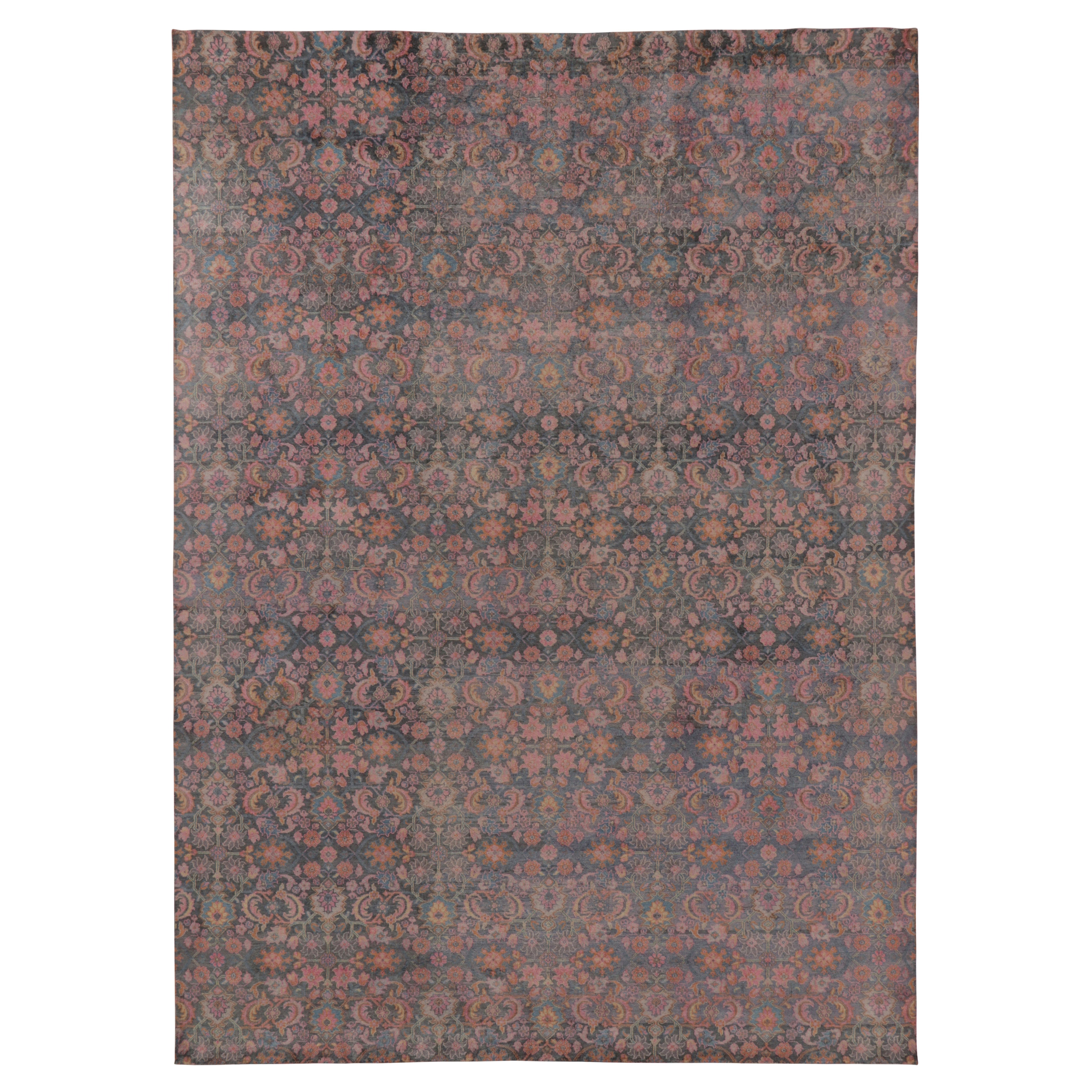 Rug & Kilim’s Modern Classics Rug in Gray field and Polychromatic Floral Design