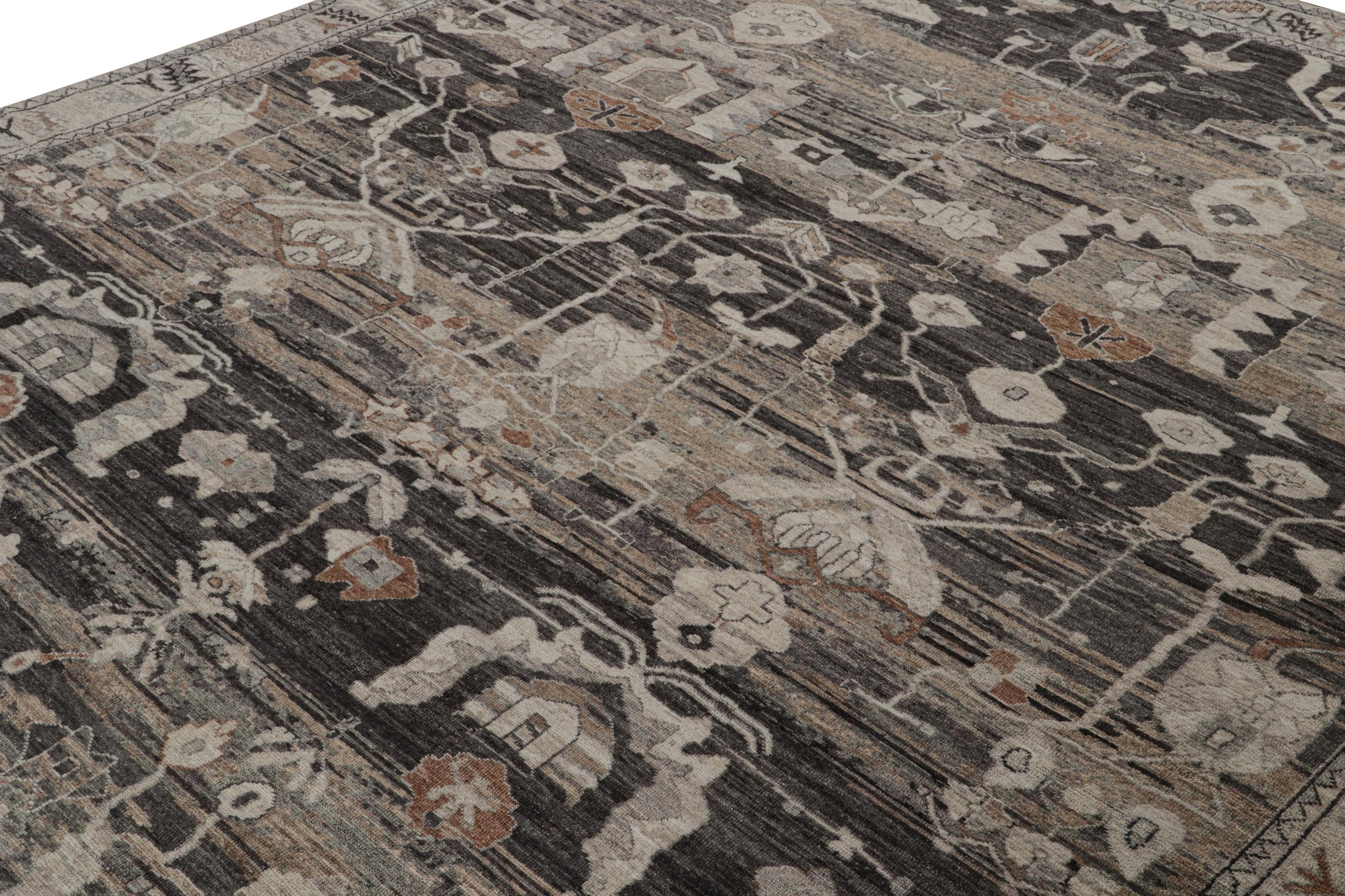 Hand-Knotted Rug & Kilim’s Modern Classics rug in Gray with Geometric Floral Patterns For Sale
